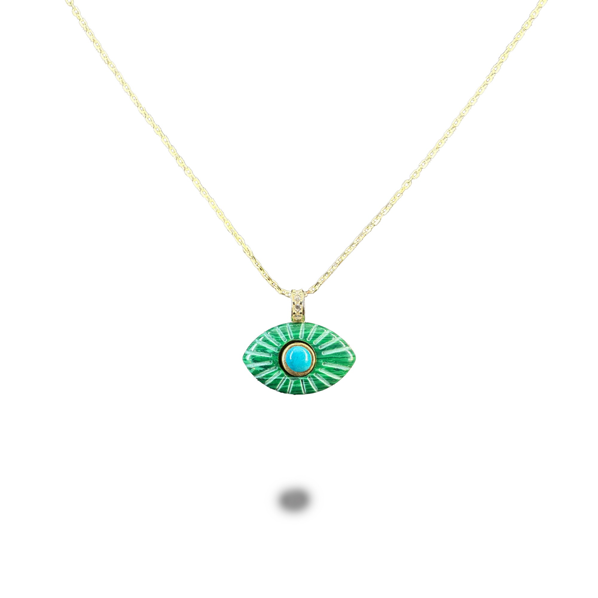 Eye Gold-Plated Silver Necklace - Green