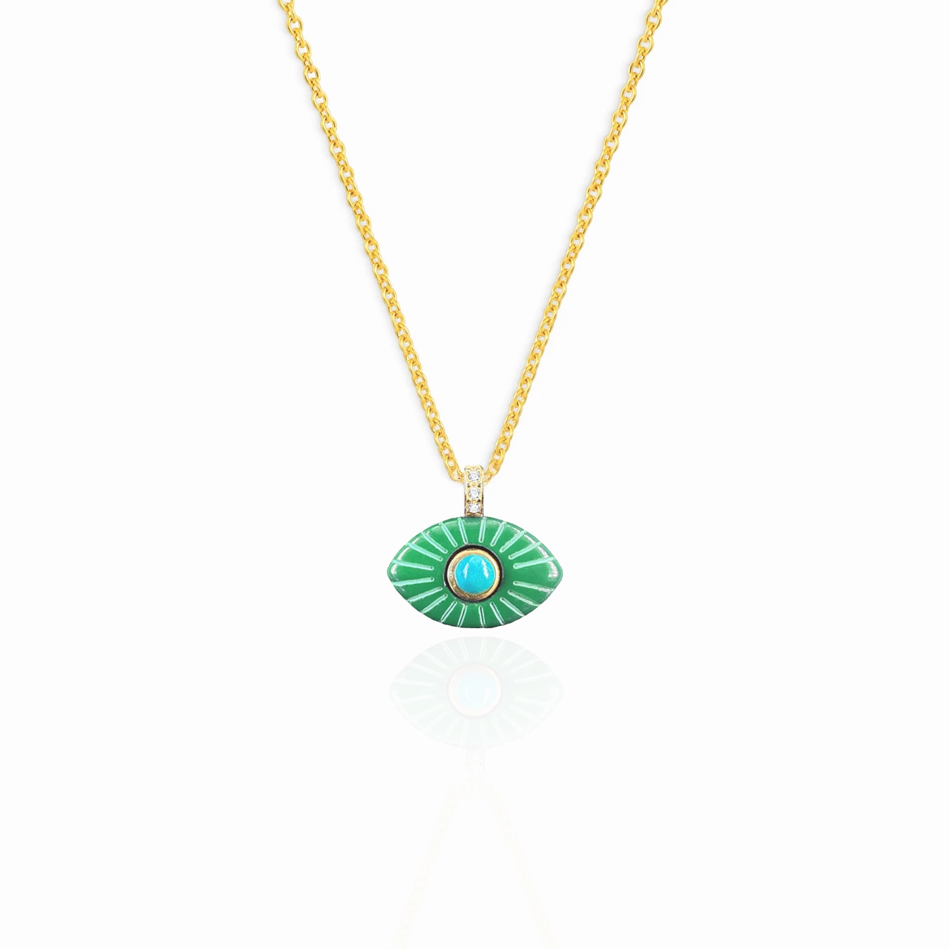 Eye Gold-Plated Silver Necklace - Green