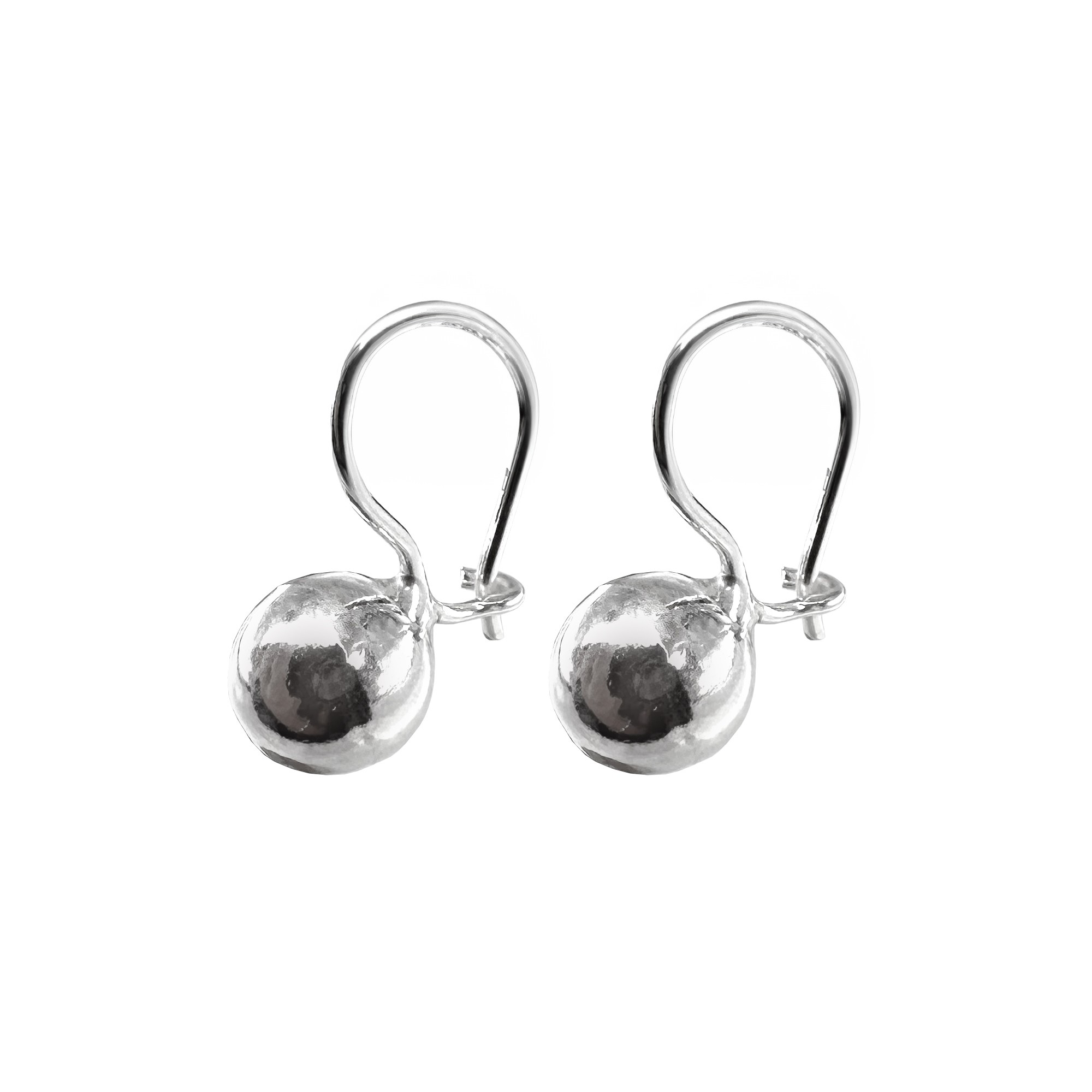 Hook Earring with Ball Detail - Silver