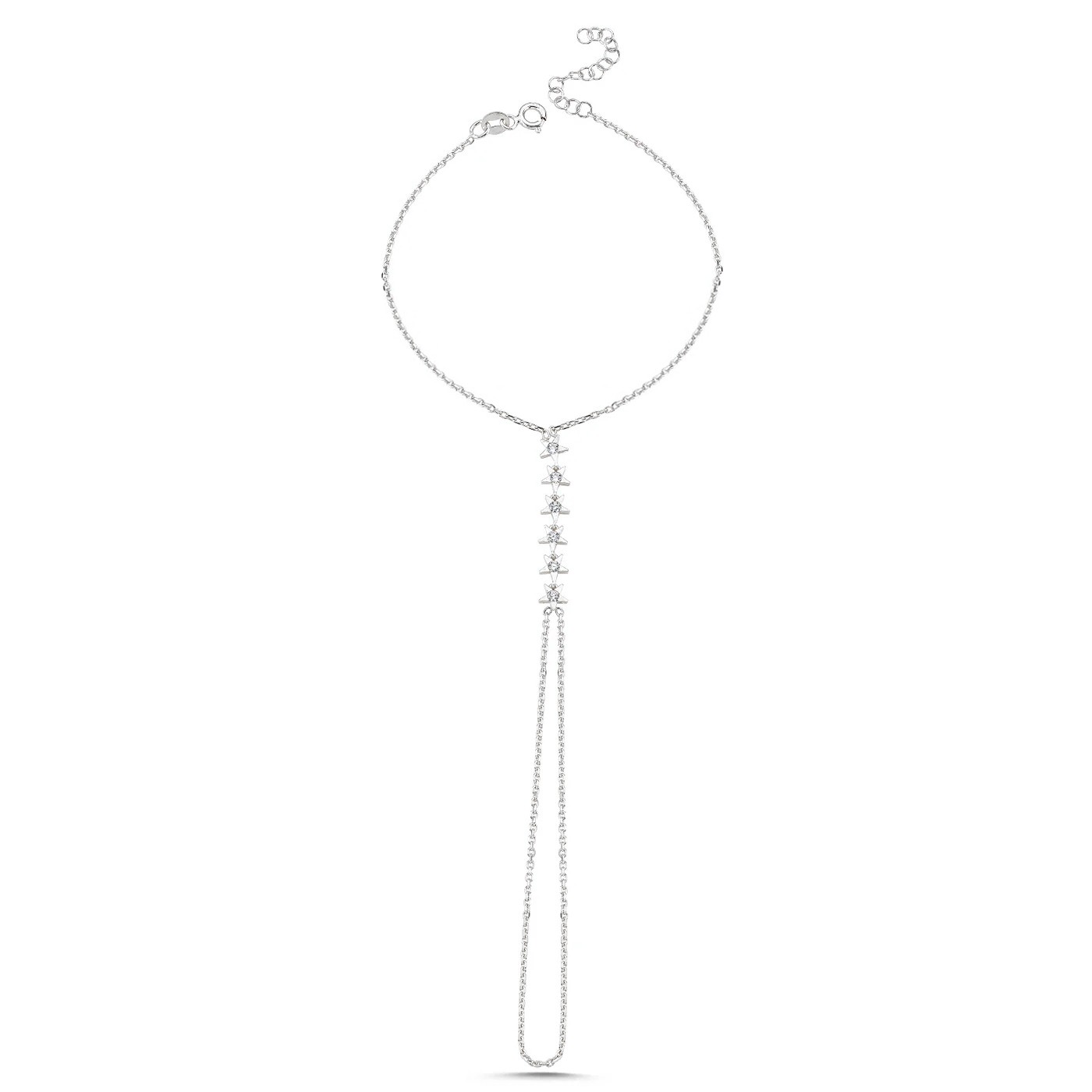 Star Design Silver Hand Chain Bracelet