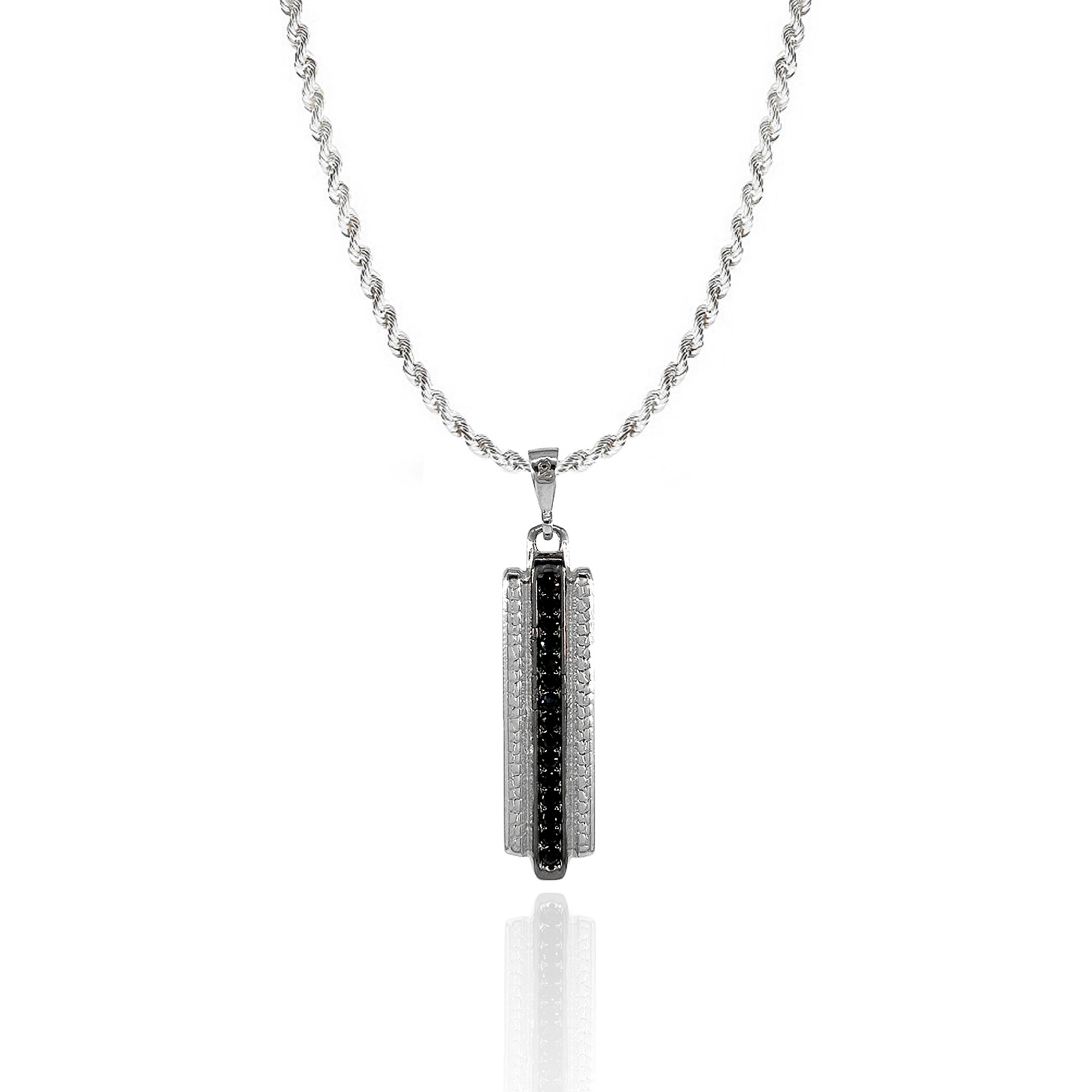 Onyx Snake Skin Design Necklace - Silver
