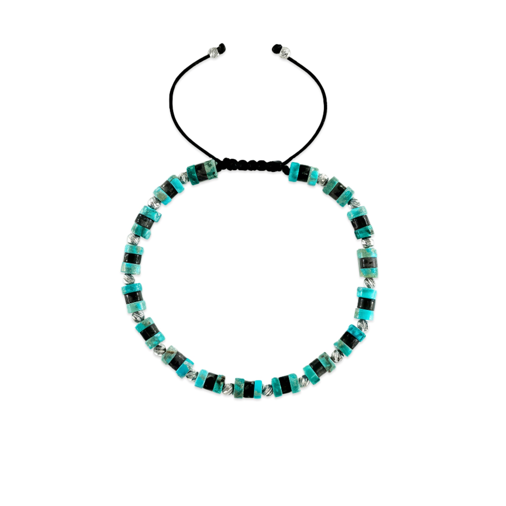 Turquoise & Labradorite Natural Stone Silver Bracelet