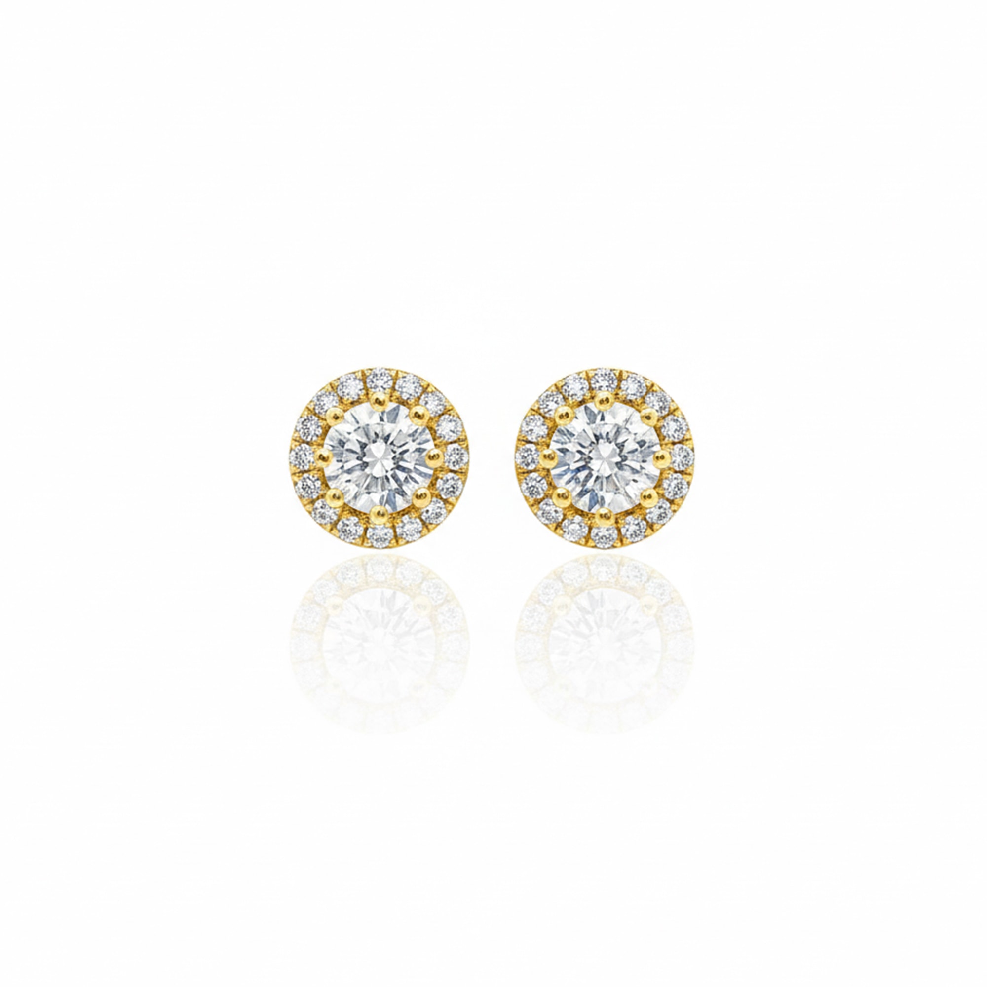Round Cut Silver Earring - Gold Plated