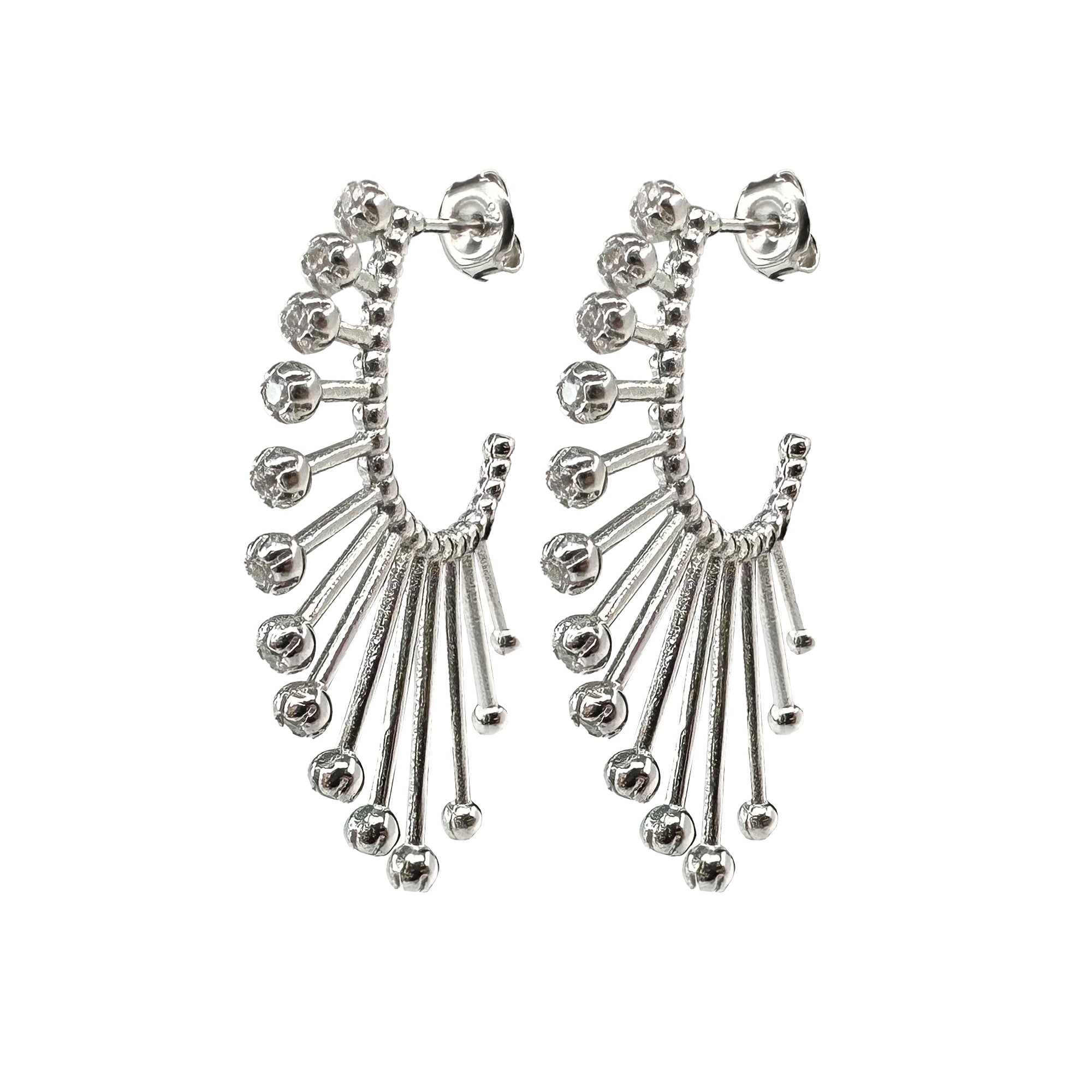 Fringed Earring with Zircon Detailing