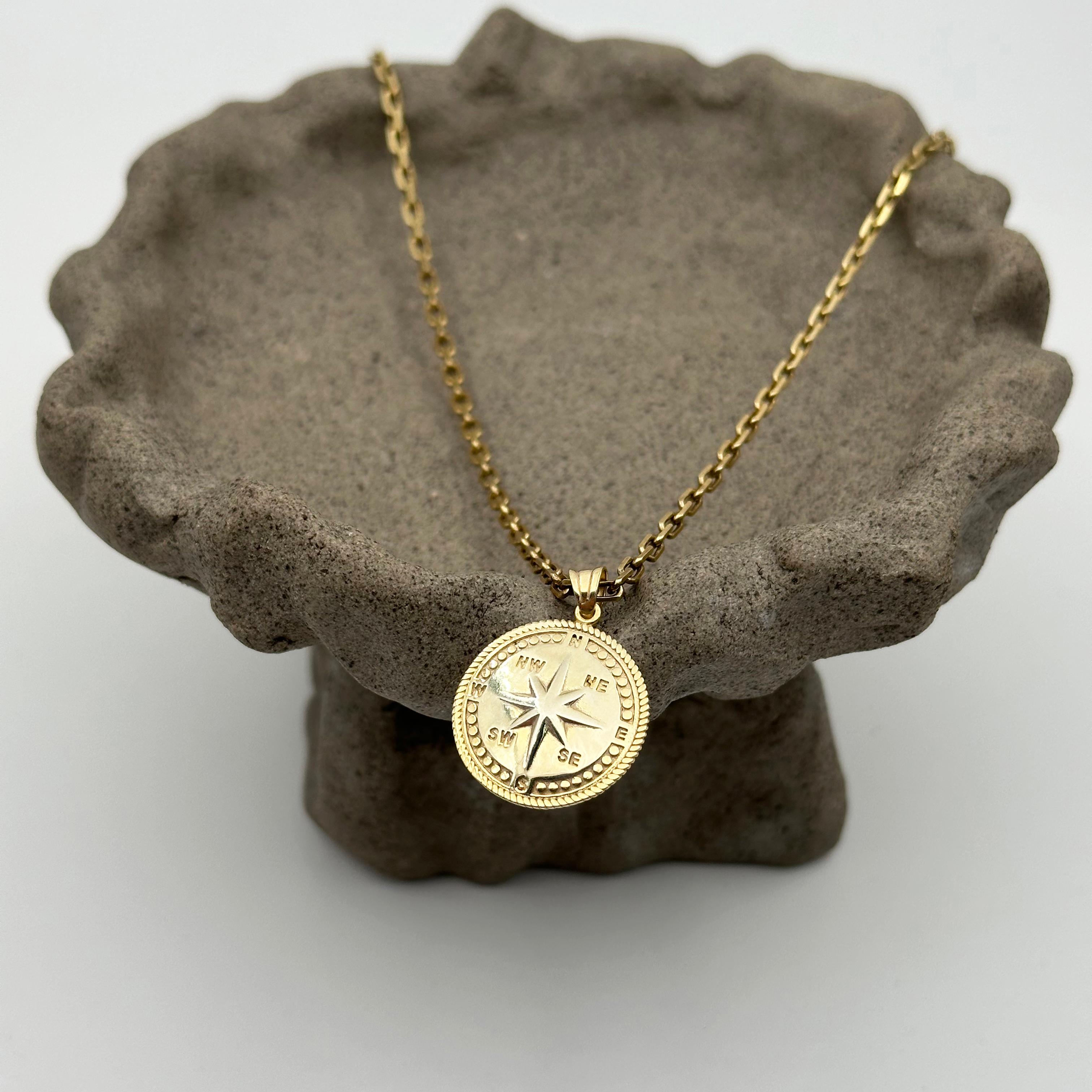 Compass Medallion Silver Necklace