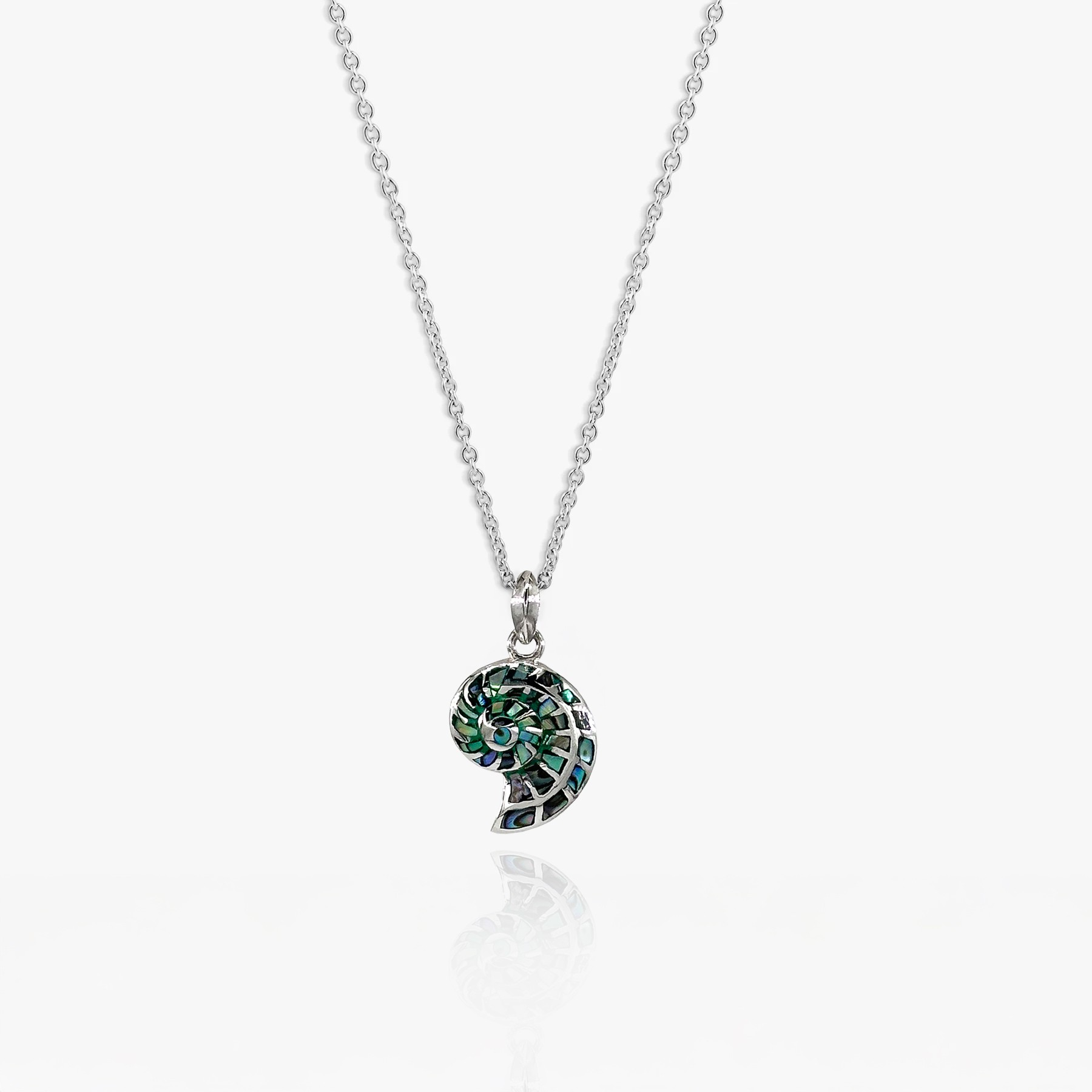 Sea Shell Ocean Abalone Silver Necklace