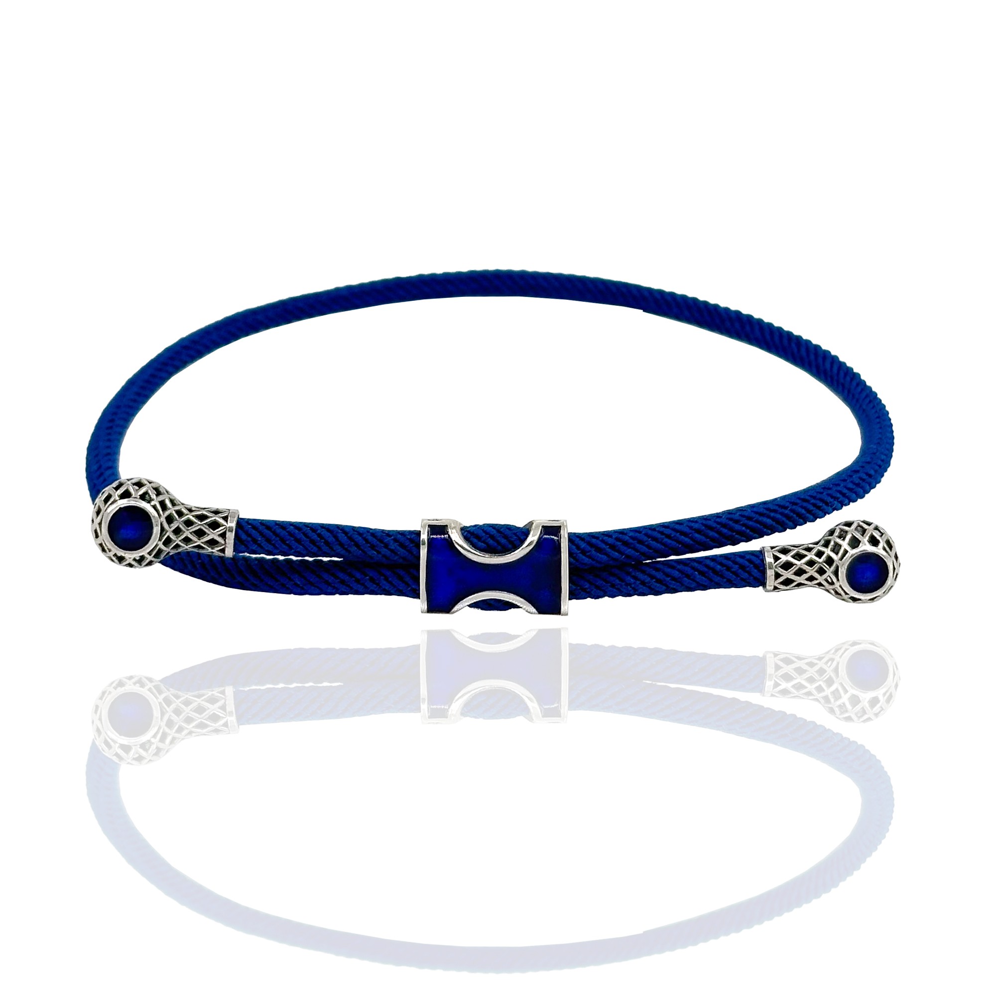 Gosi Silver Lace Bracelet - Navy Blue