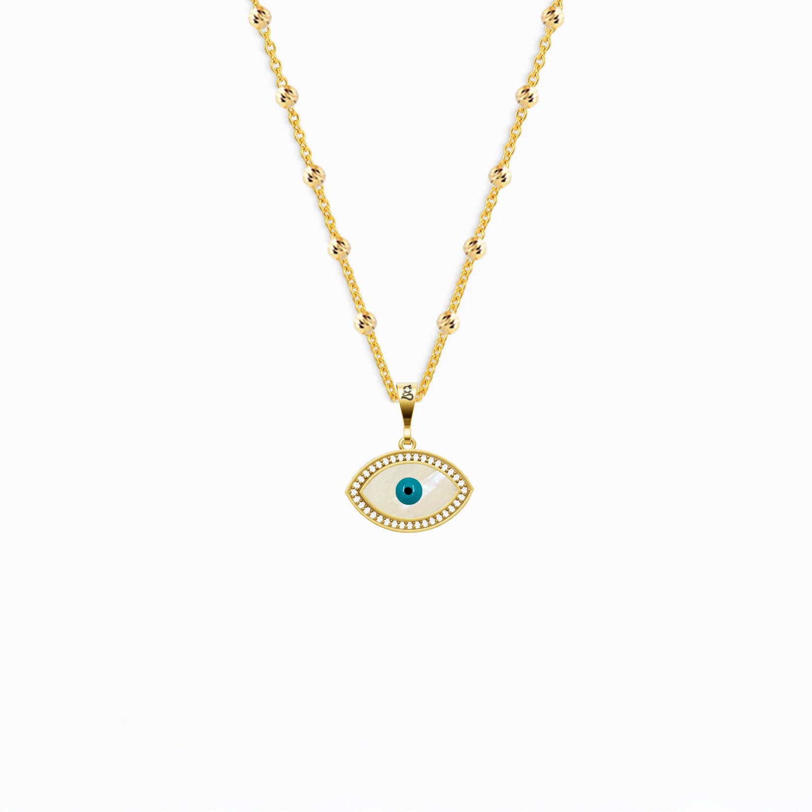 Marquise Mother of Pearl Eye Silver Necklace