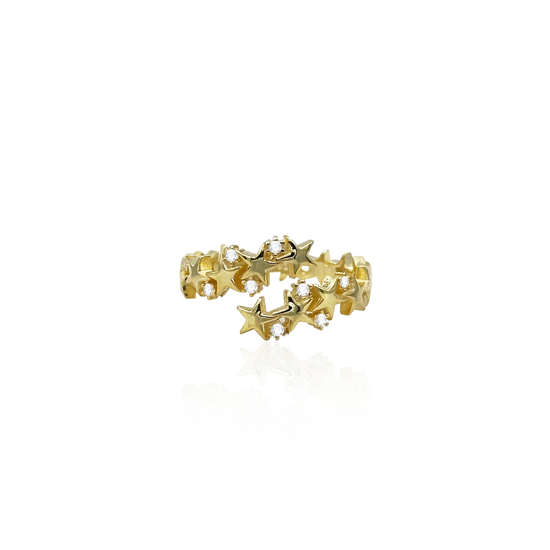 Star Spiral Gold Plated Silver Ring