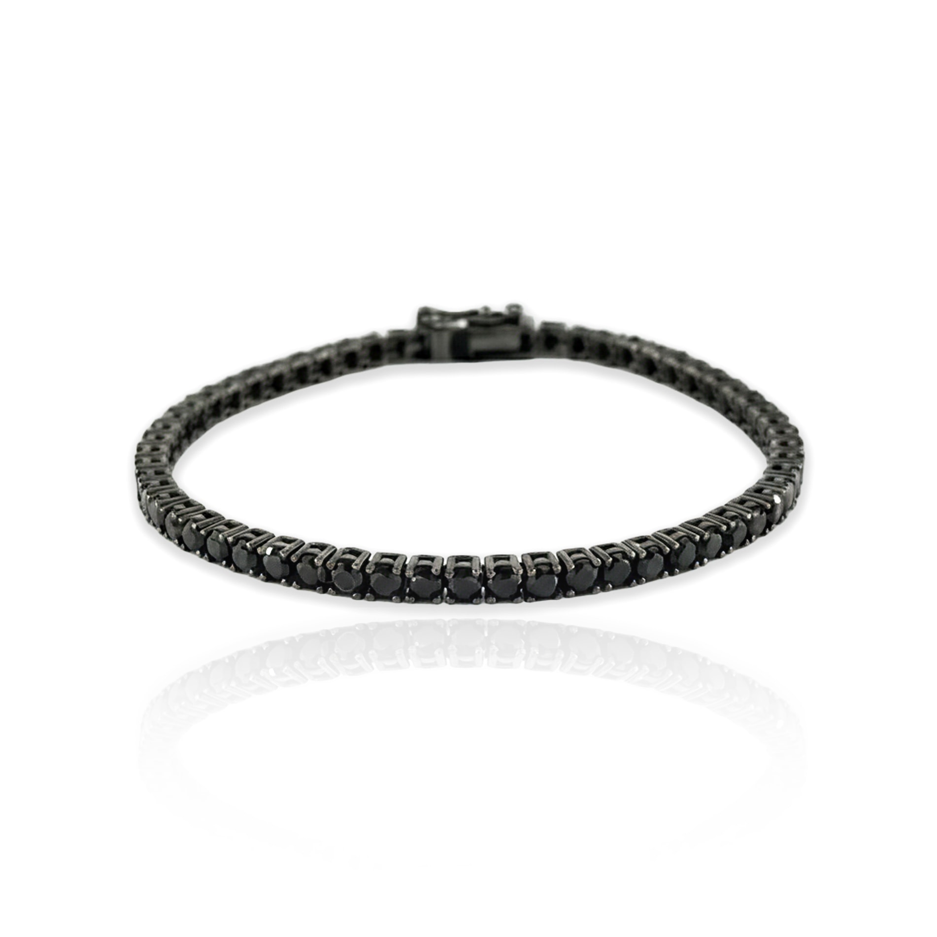 Round Cut Onyx Black Rhodium Tennis Bracelet