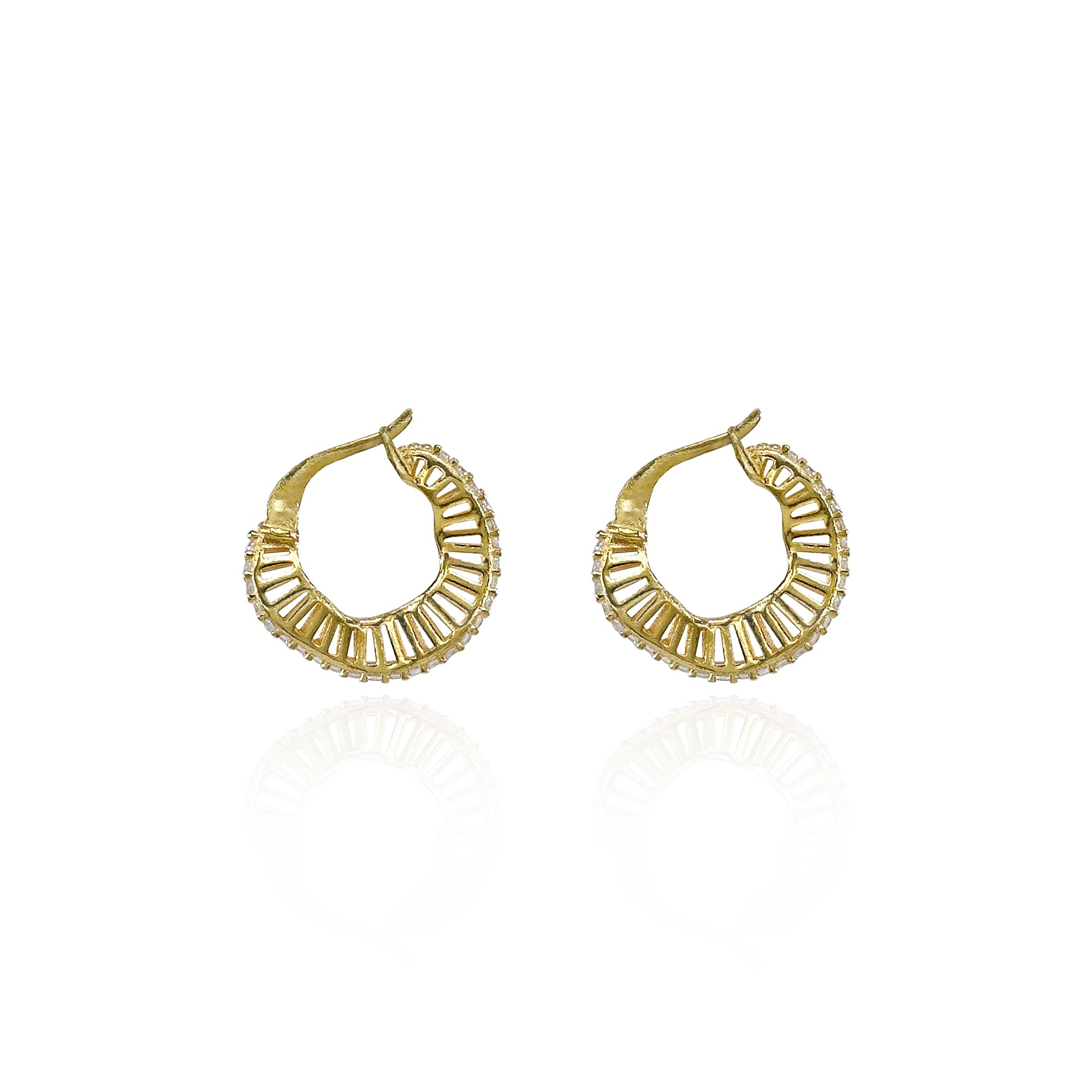 Slalom Halka Gümüş Küpe - Gold Plated