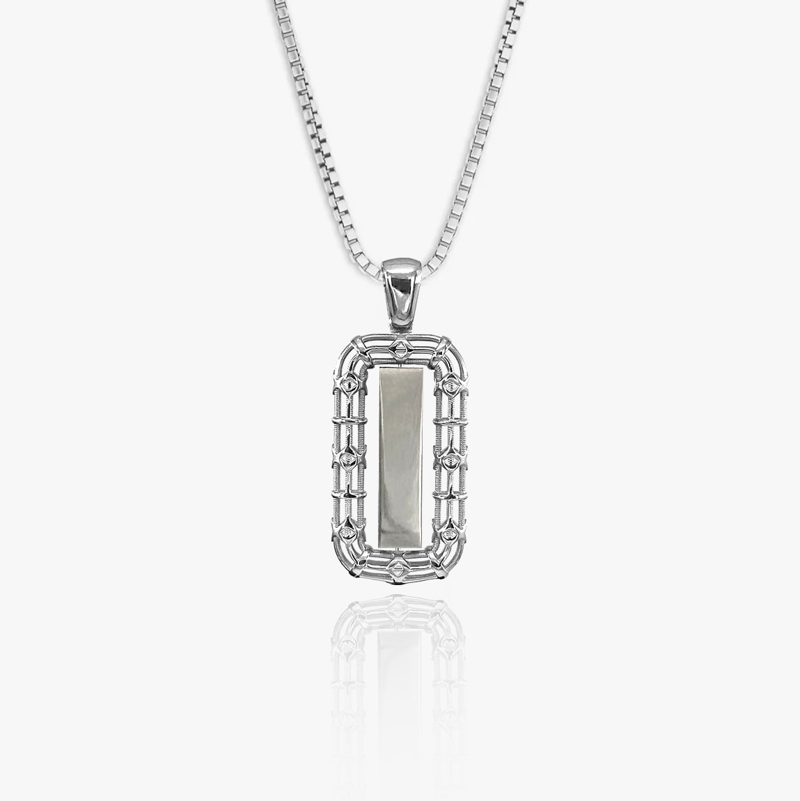 Customizable Cage Design Silver Necklace