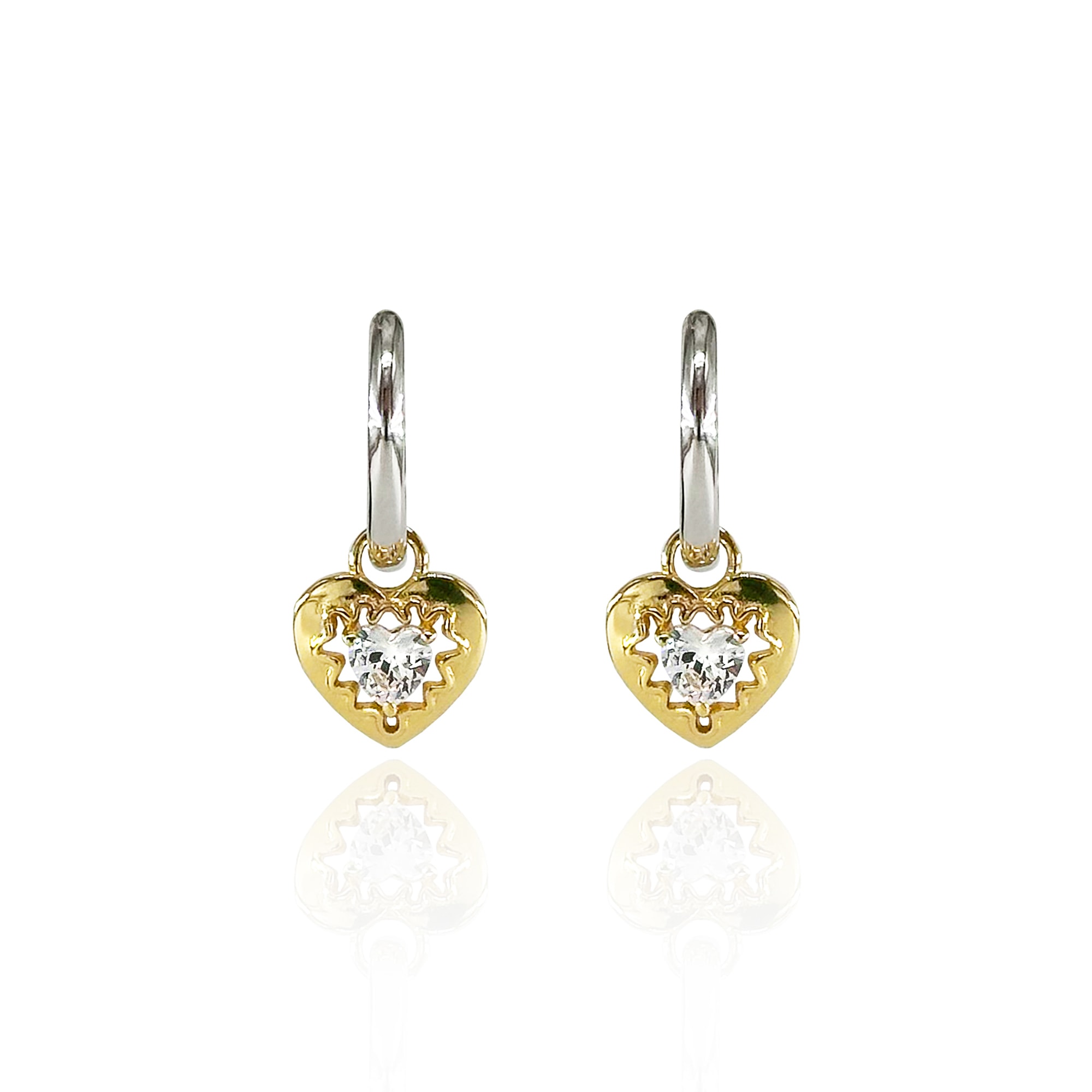 Gold & Silver Hoop Heart Earring