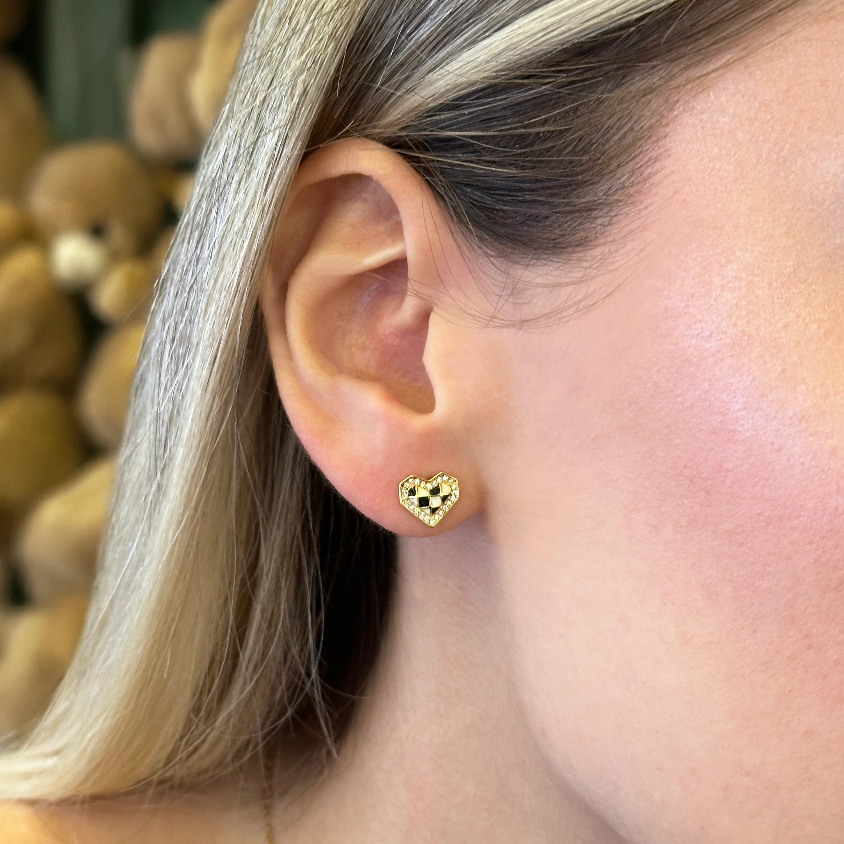 Heart Pixel Silver Earring