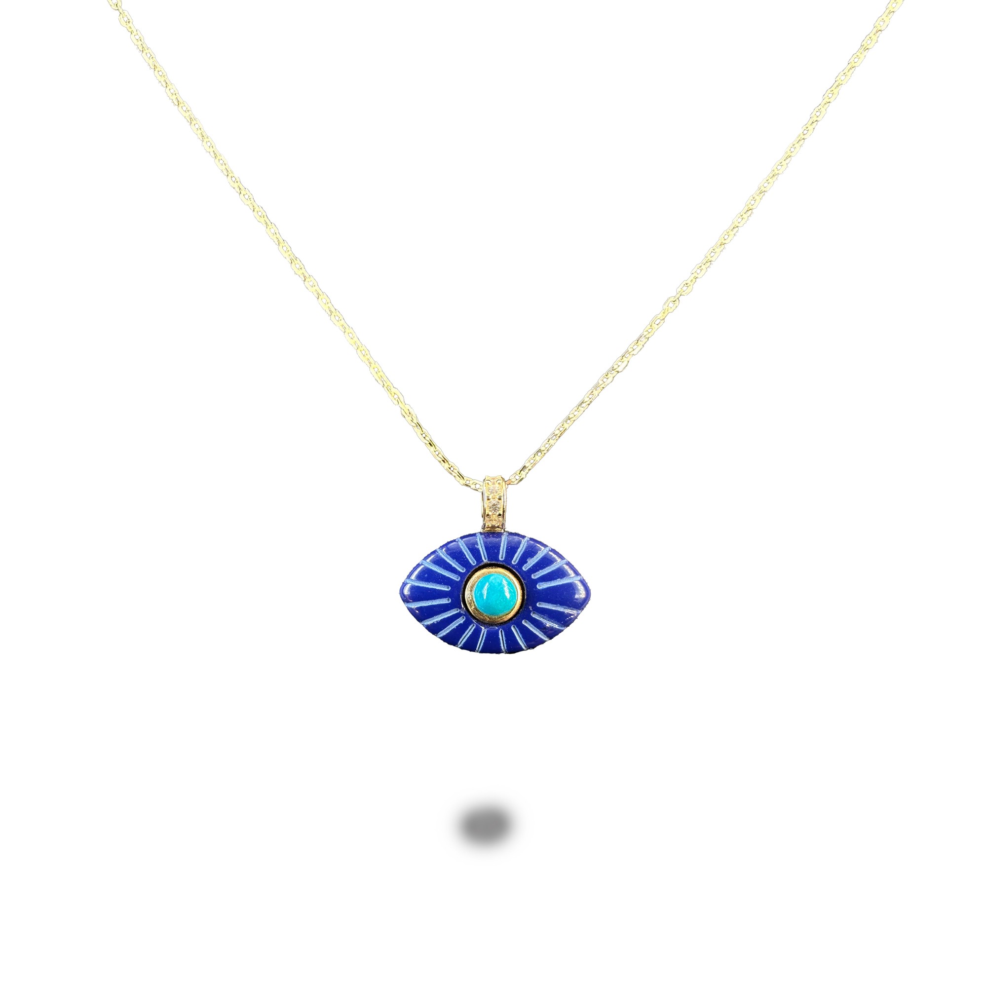 Eye Gold-Plated Silver Necklace - Navy Blue