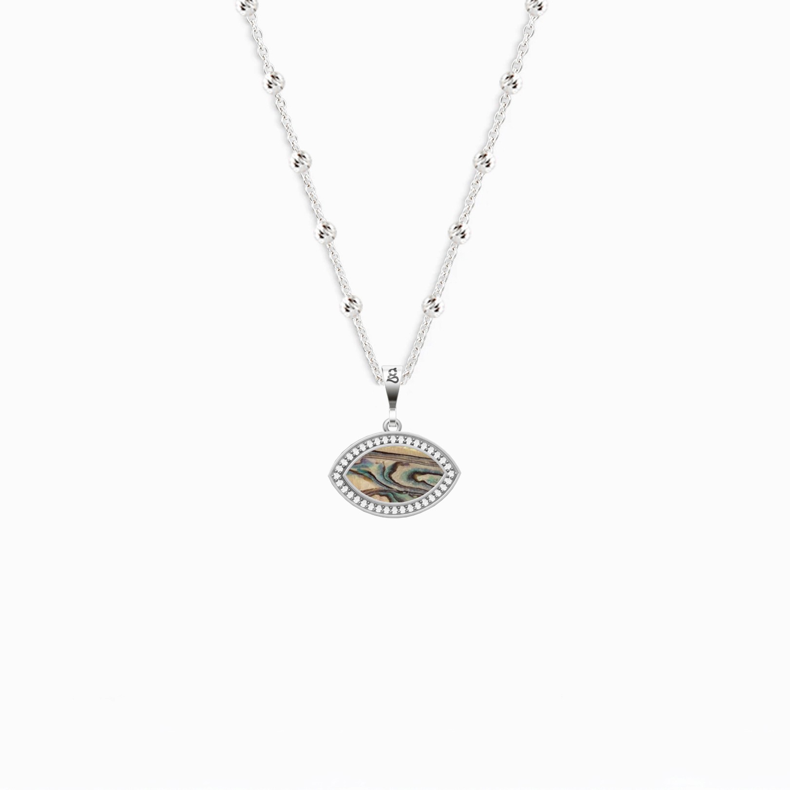 Marquise Ocean Mother of Pearl Silver Necklace