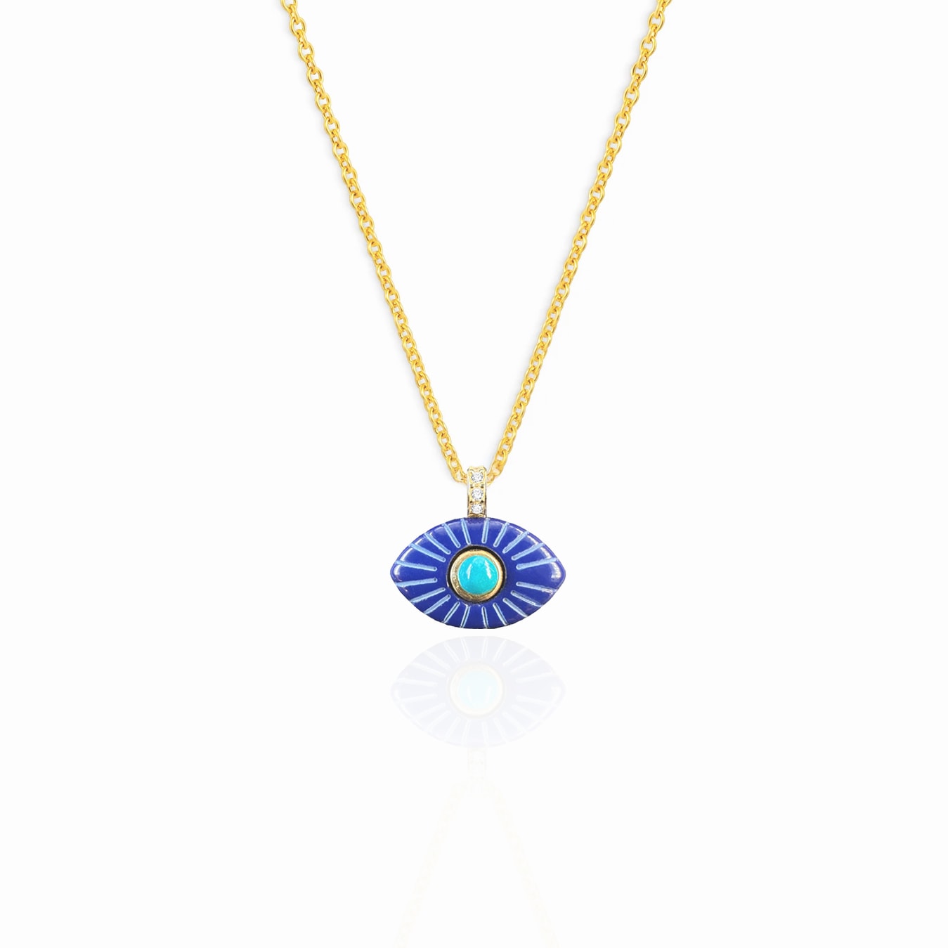 Eye Gold-Plated Silver Necklace - Navy Blue