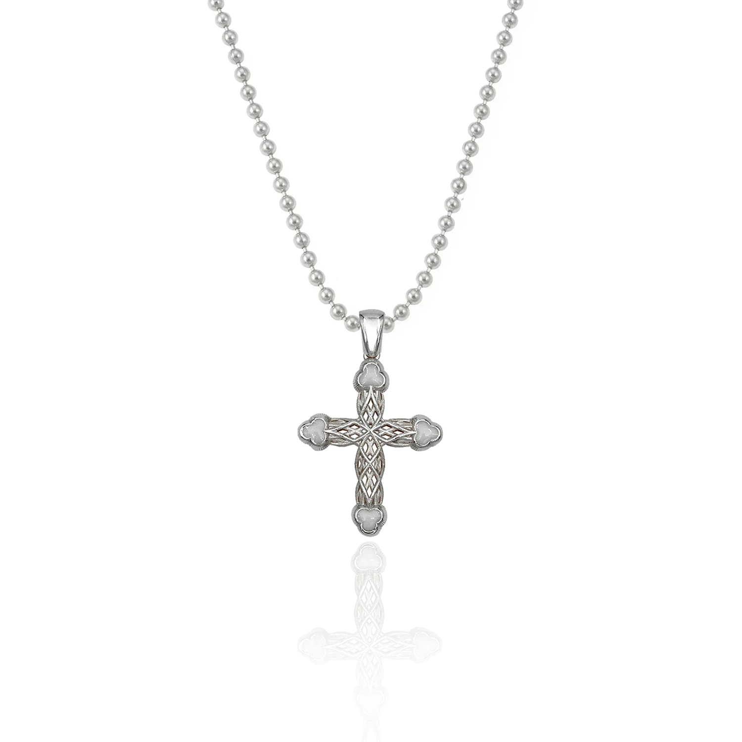 Clover Cross Silver Necklace - Silver