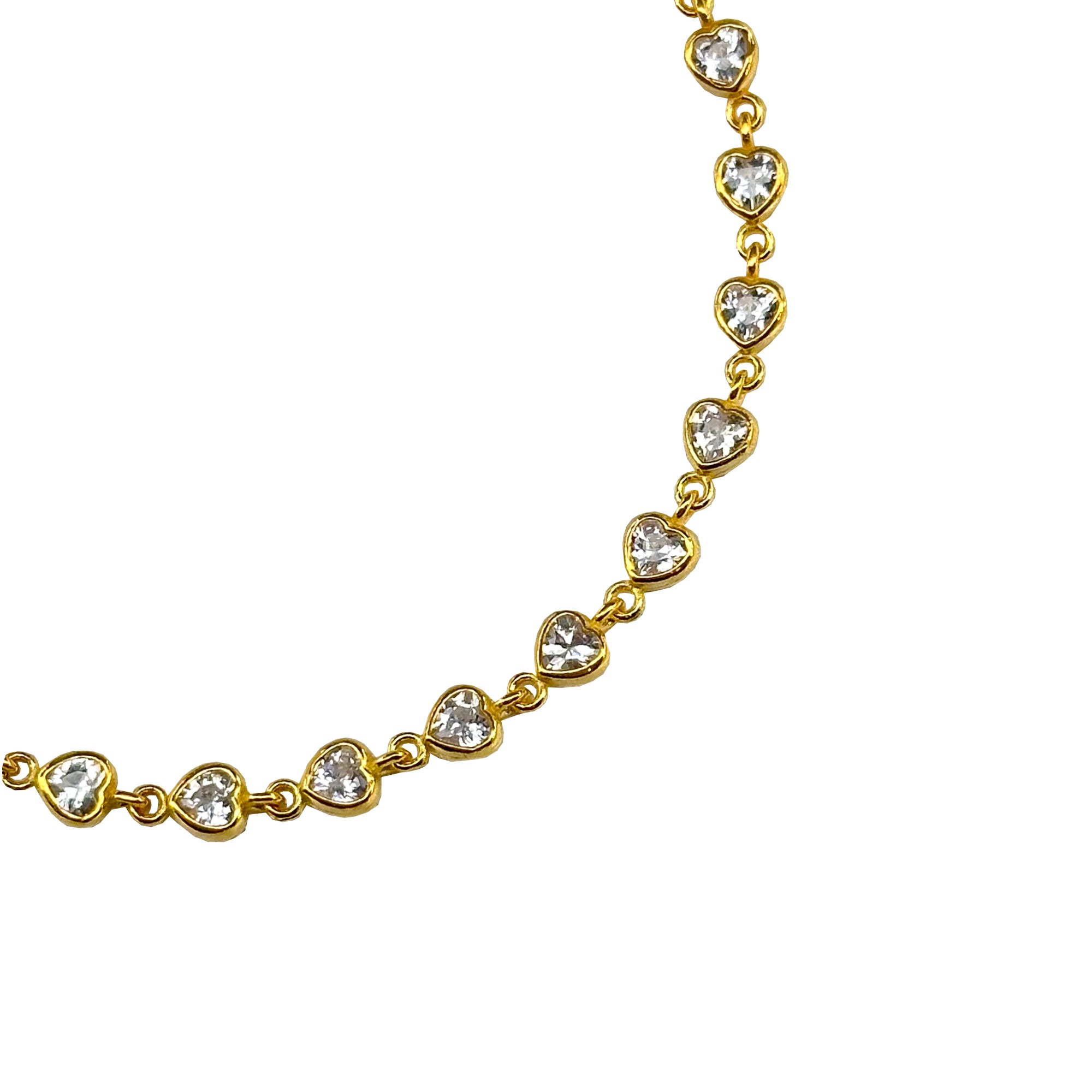 Heart Cubic Zirconia Gold Plated Bracelet