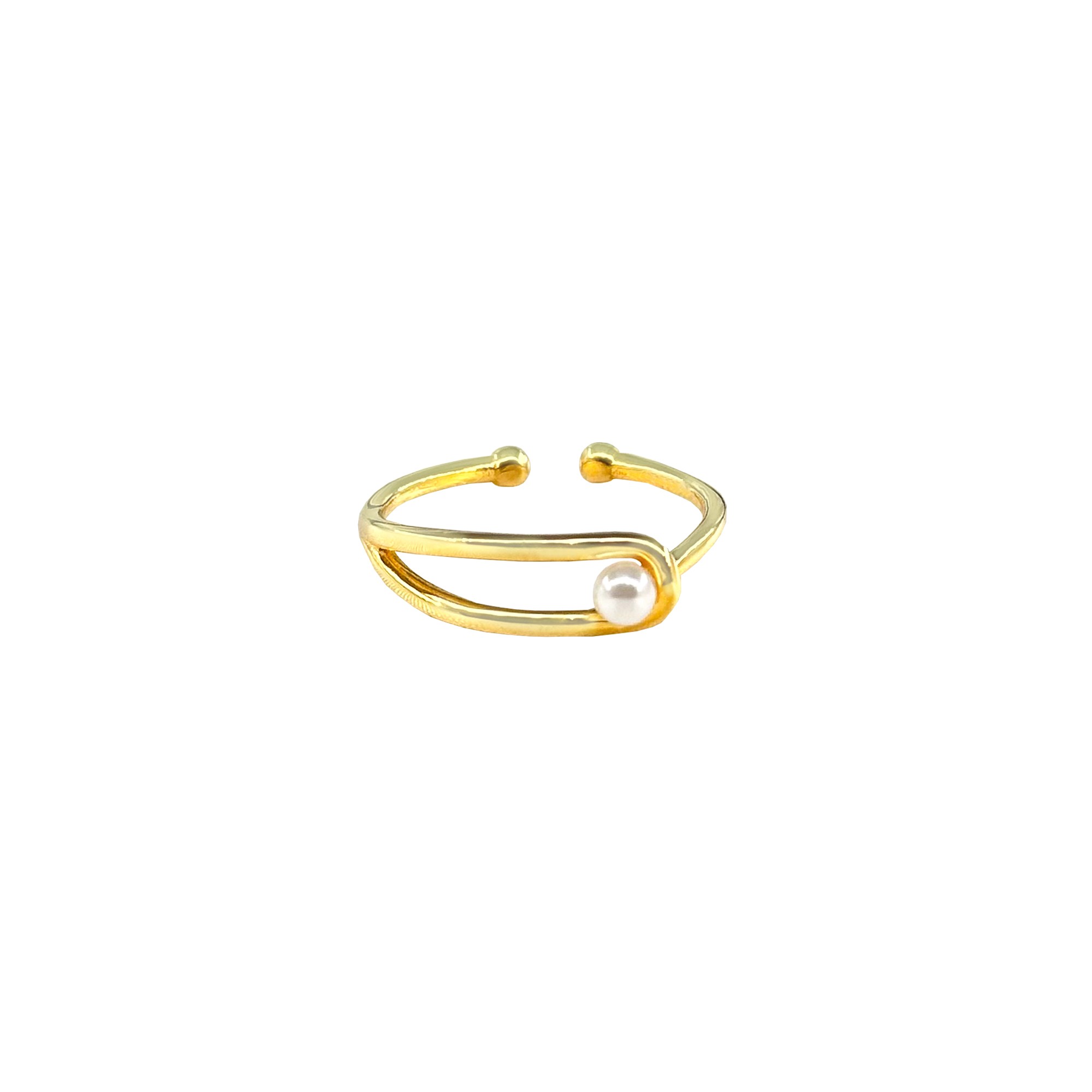 Gold-Plated Silver Ring with Pearl Detail