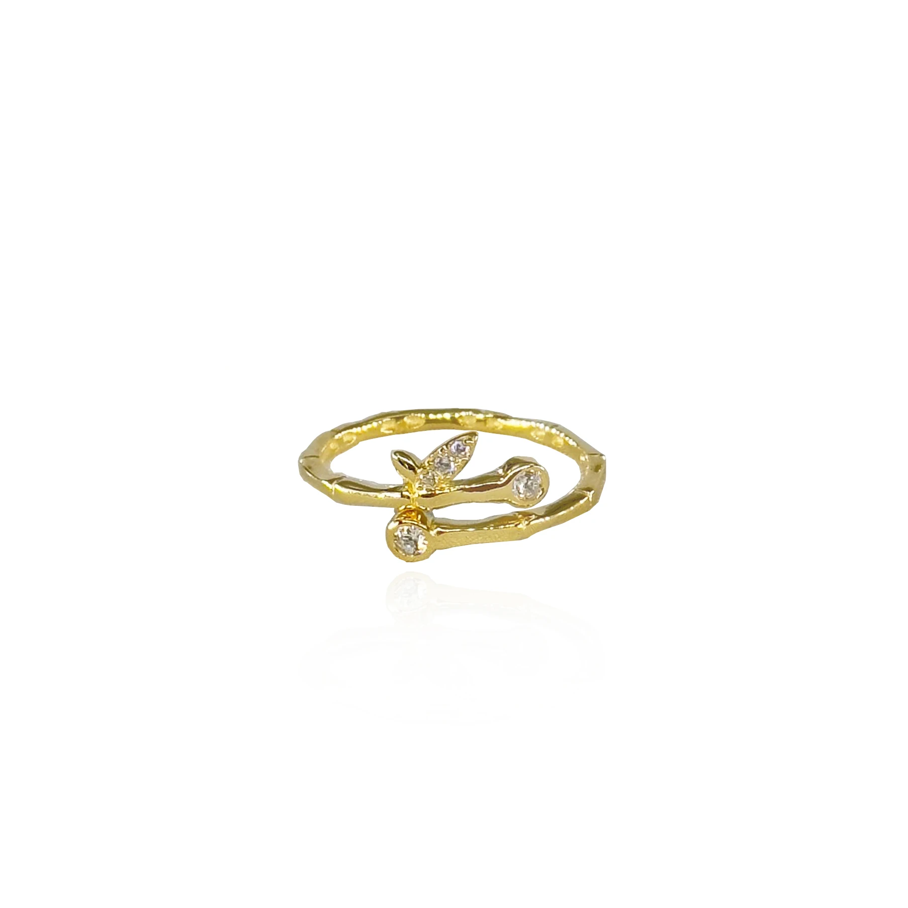 Zircon Stone Gold-Plated Silver Flower Ring