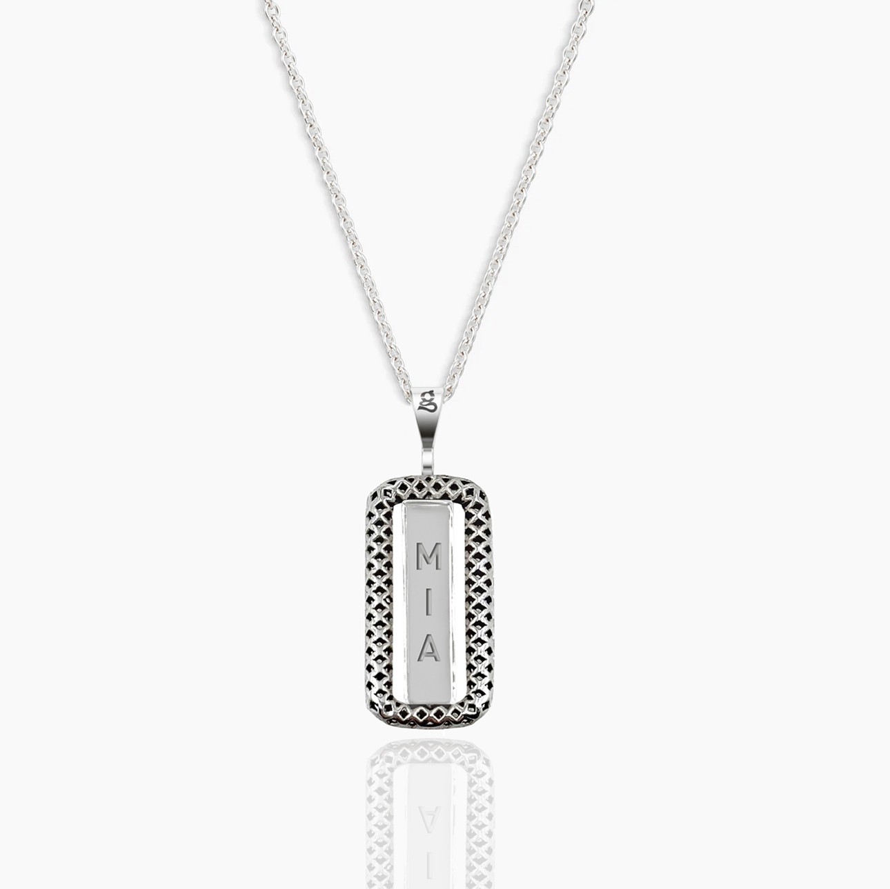 Personalized Rectangular Spinner Necklace - Silver