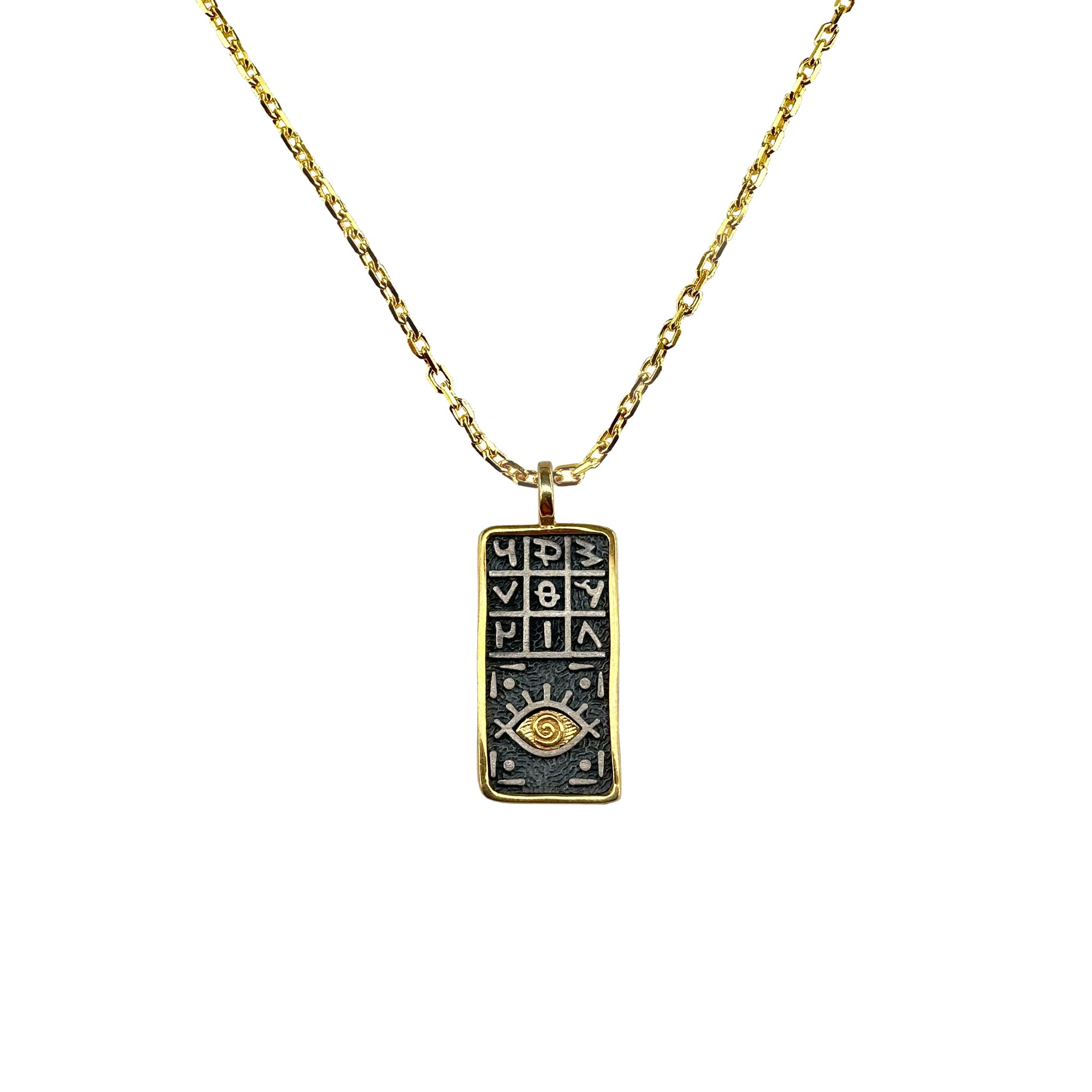 Eye Egyptian Hieroglyph Gold-Plated & Oxidized Necklace