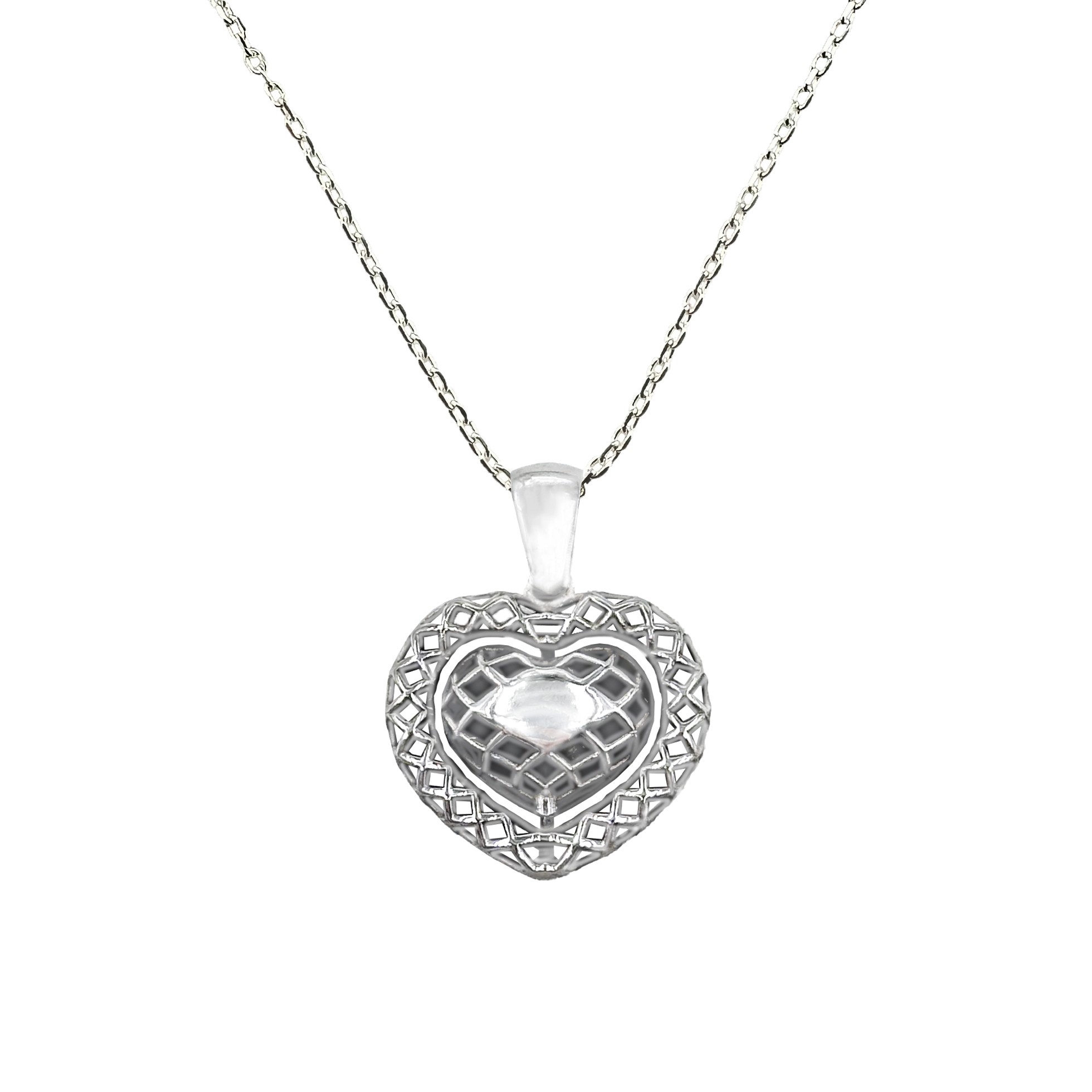 Customizable Spinning Heart Necklace - Silver