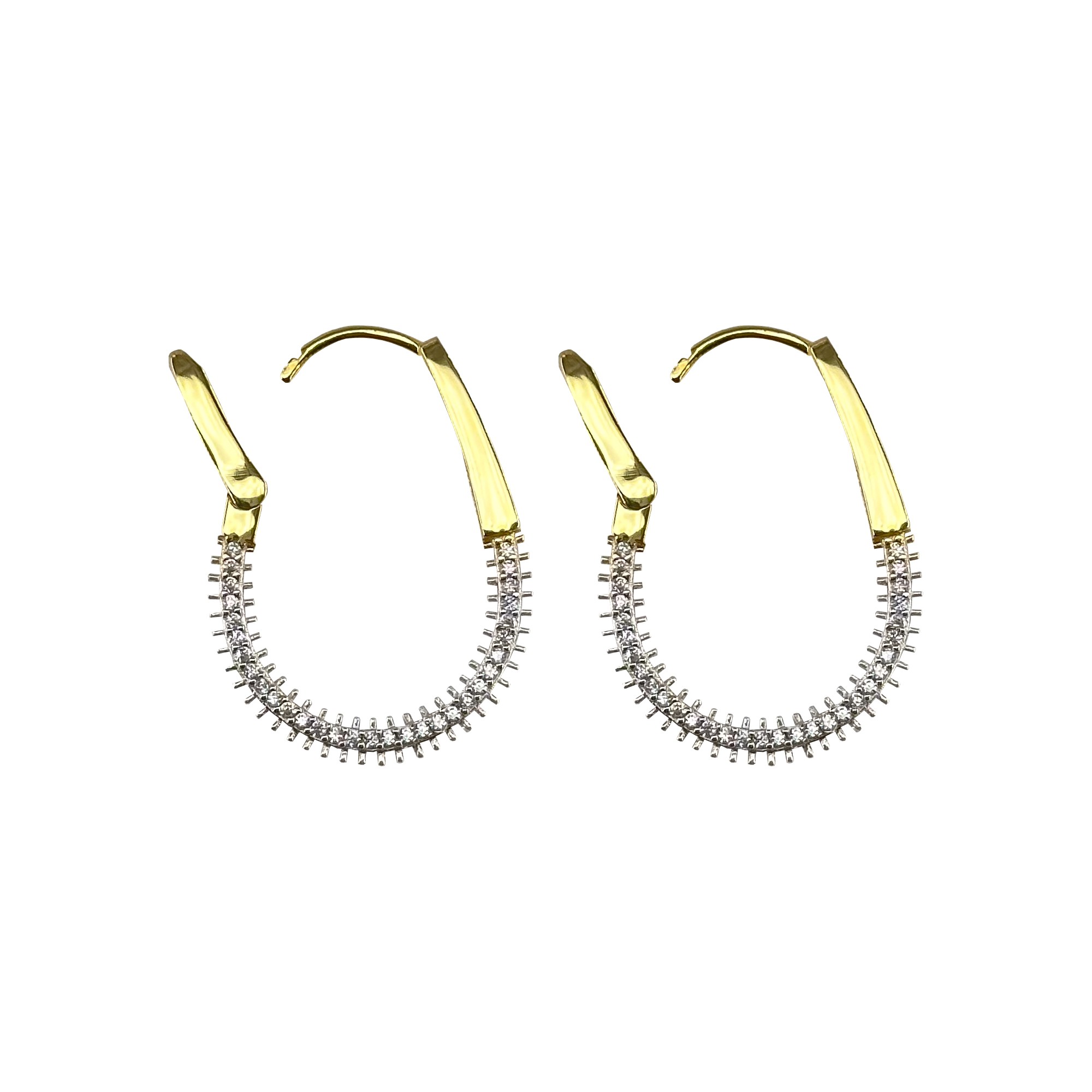 Gold-Plated Silver Earrings with Zircon Stone-Embellished Hook