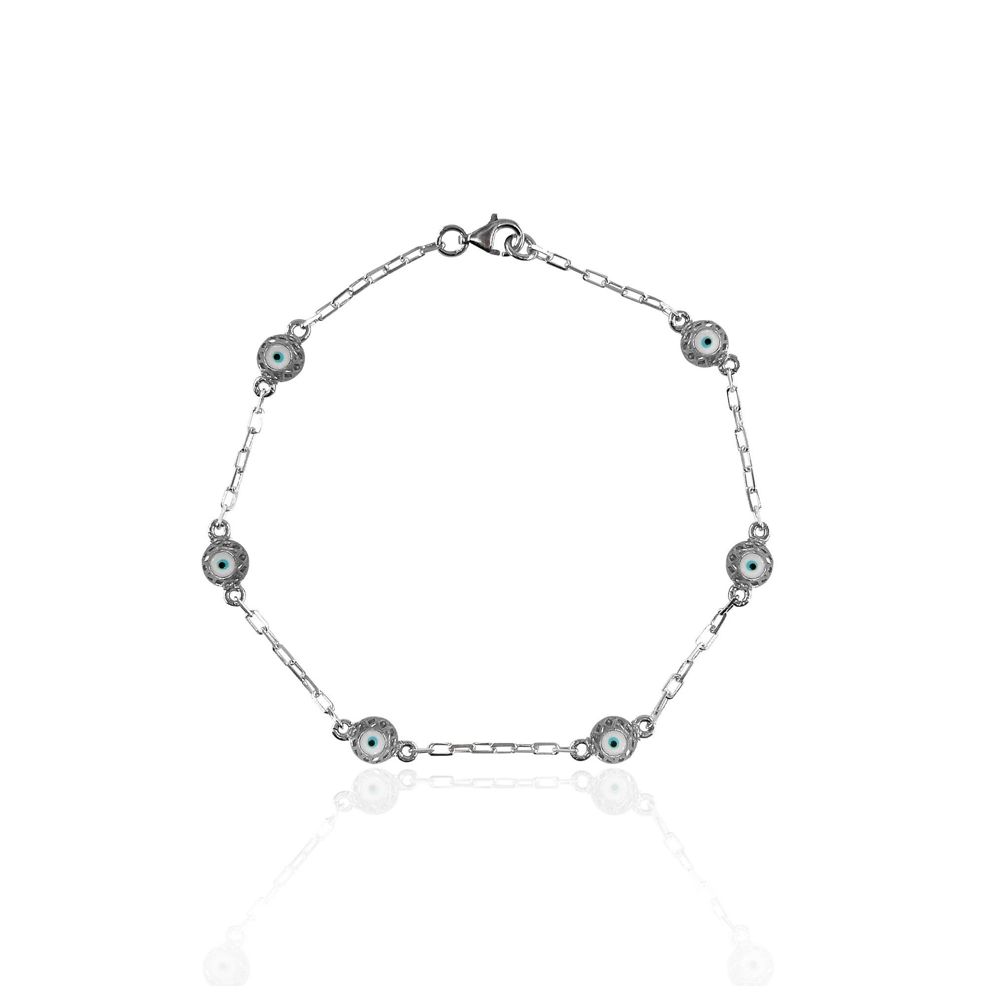Evil Eye Enamel Silver Bracelet