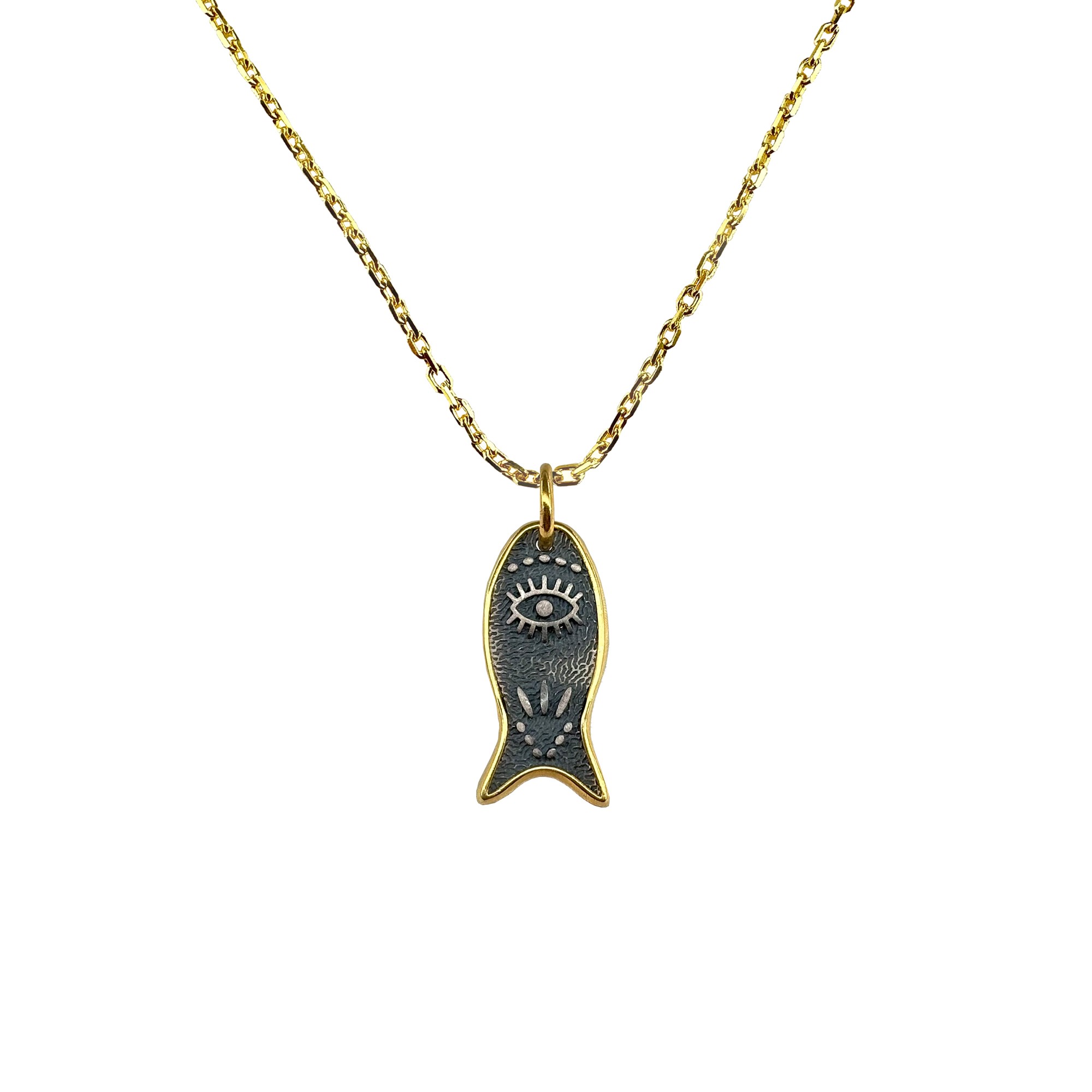 Gold-Plated & Oxidized Fish Eye Detail Necklace