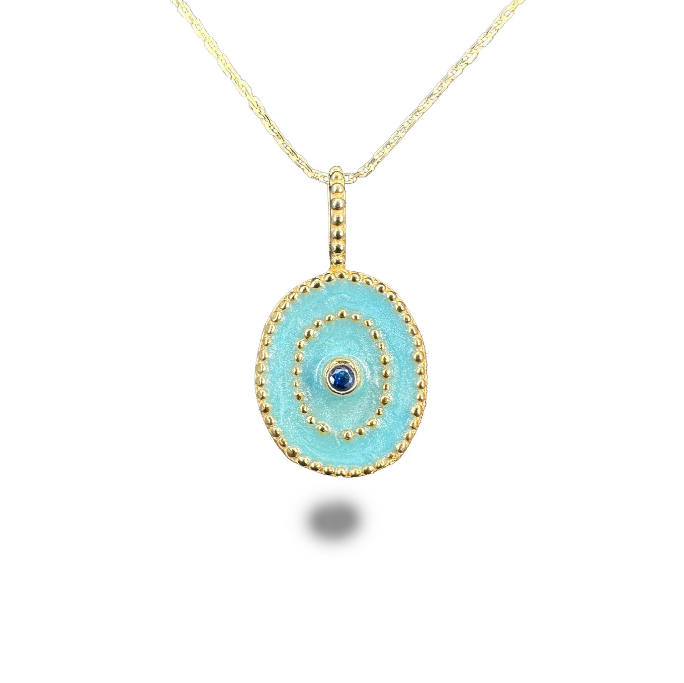 Enamel Oval Gold-Plated Silver Necklace