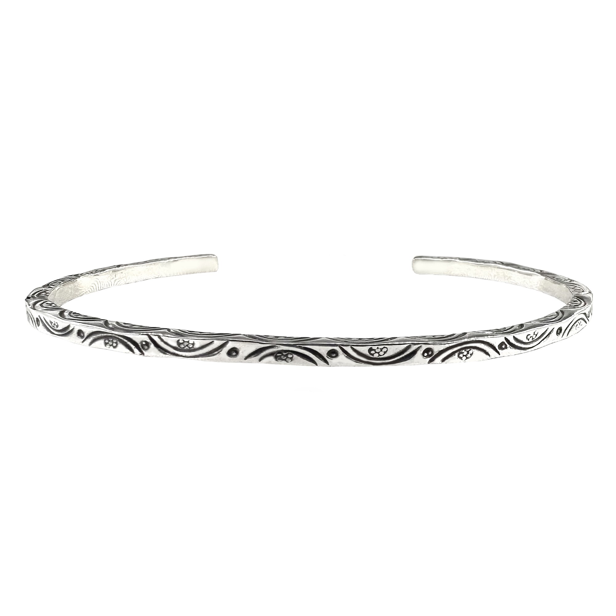 Circular Motif Men's Silver Cuff Bracelet