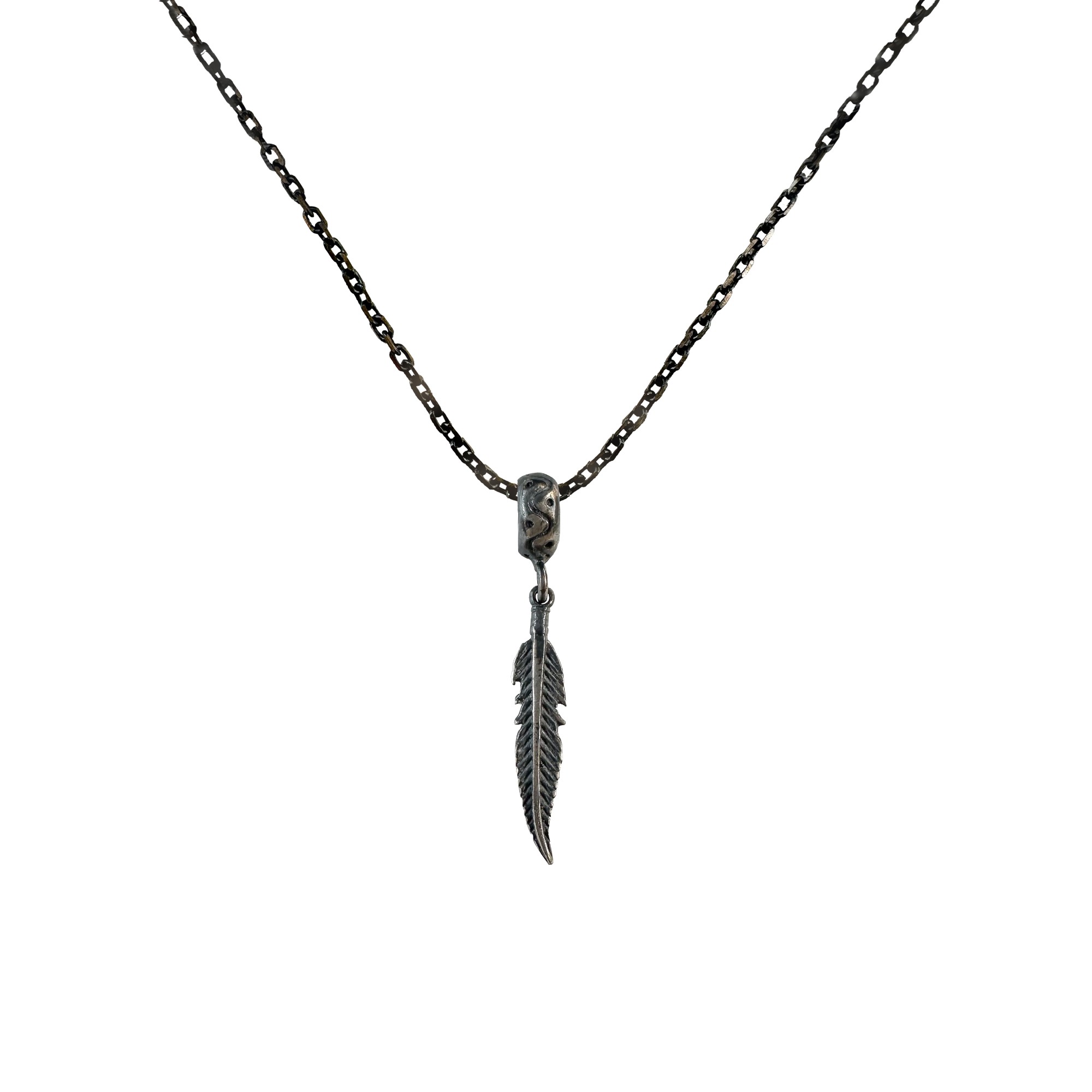 Feather Silver Oxidized Necklace