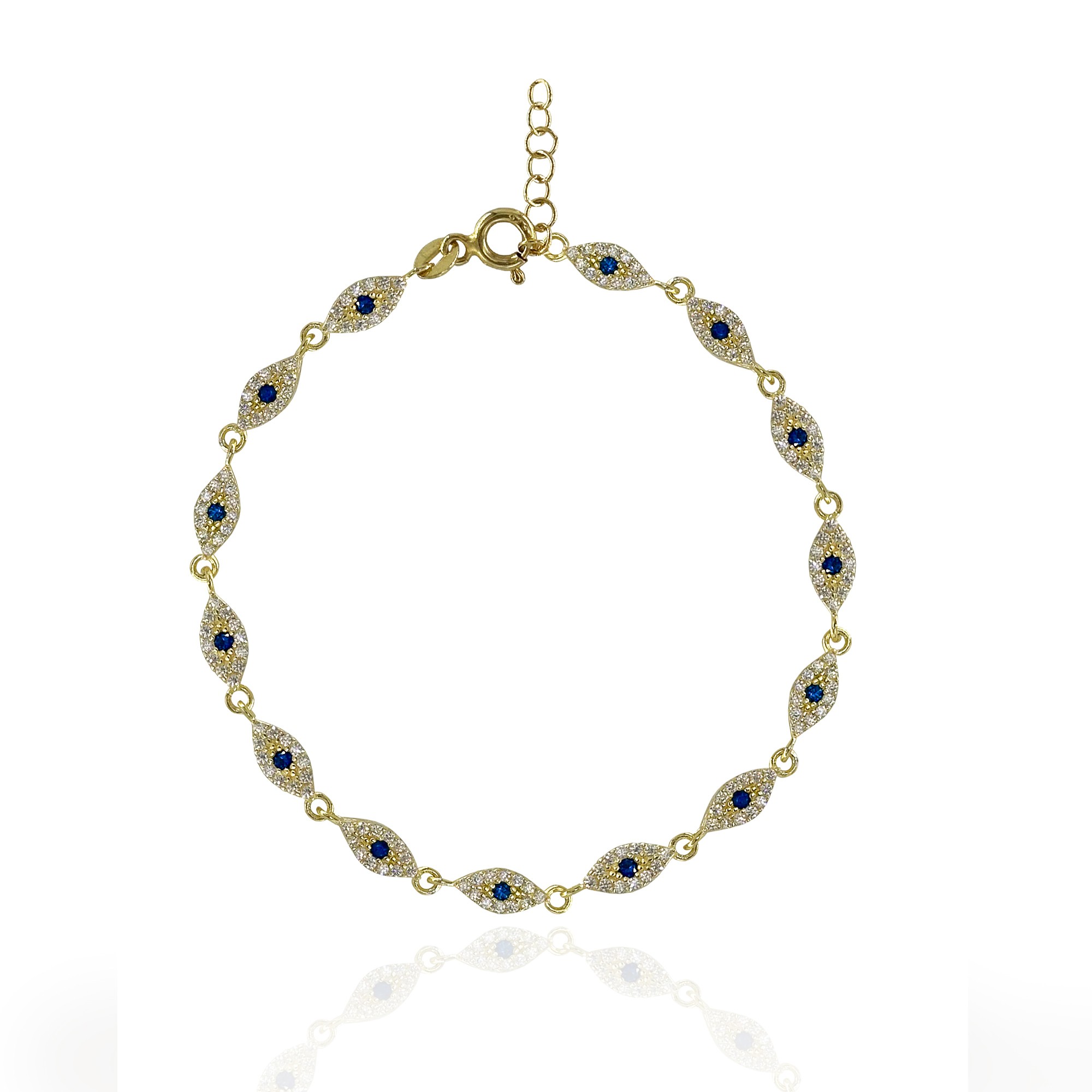 Marquise Eye Silver Bracelet - Gold Plated