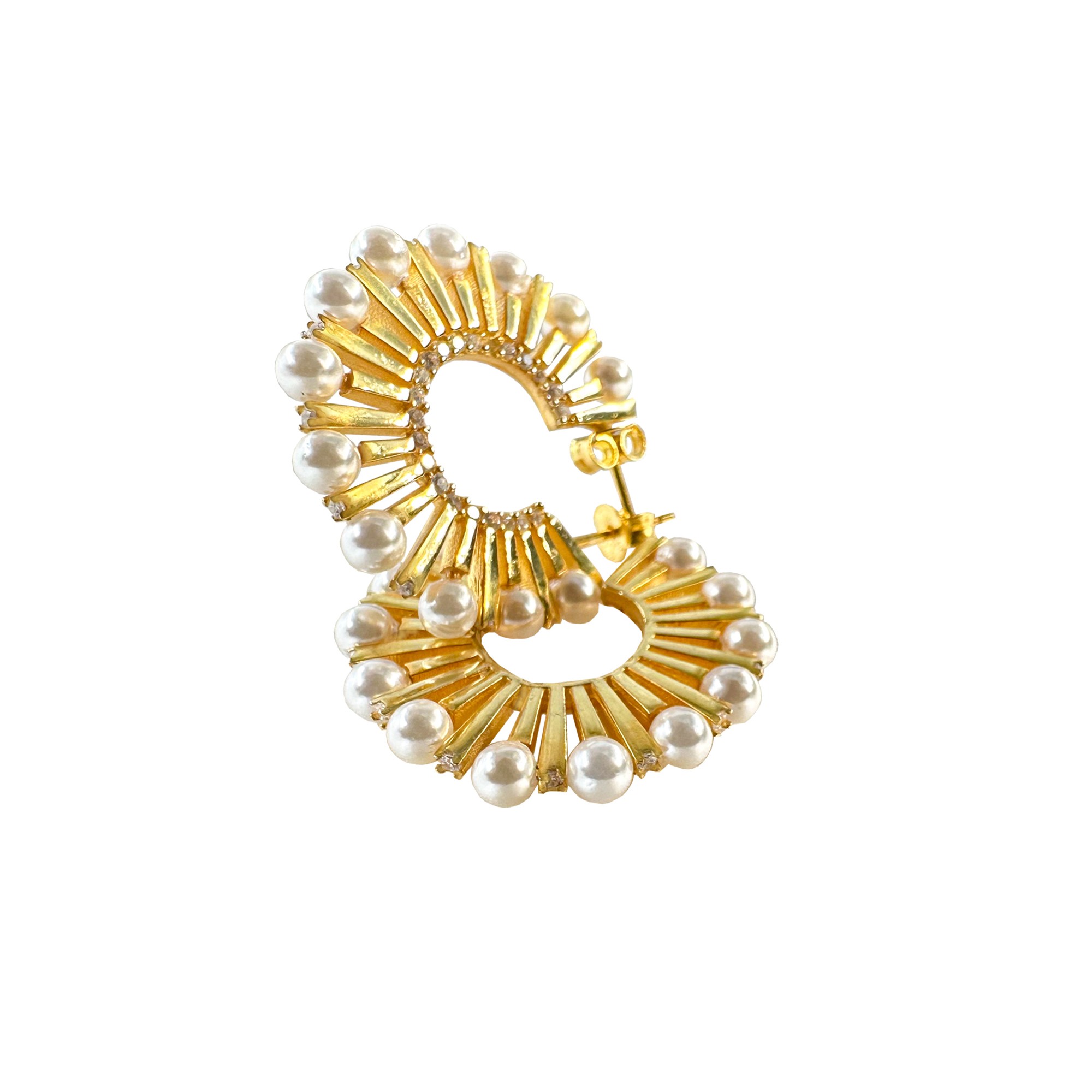 Pearl Hoop Gold-Plated Silver Earrings