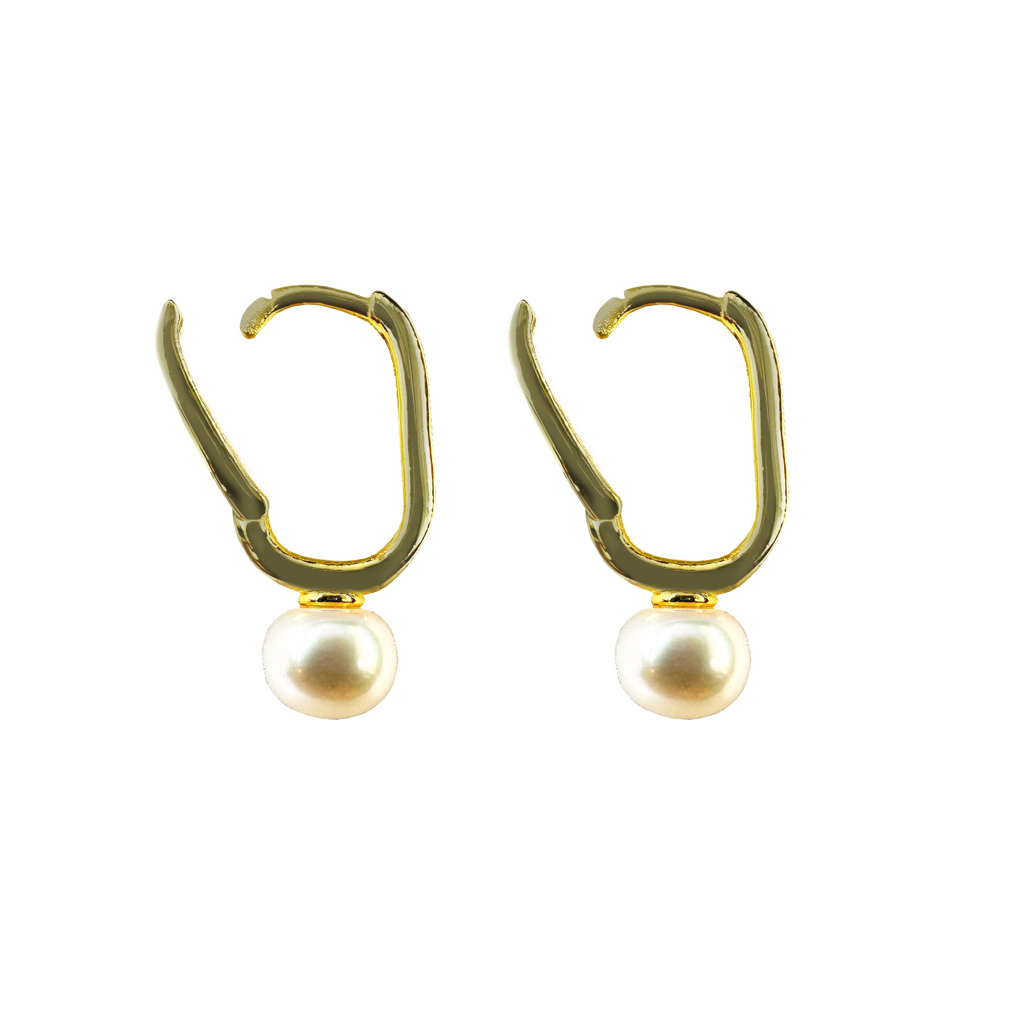 Pearl Detail Rectangle Earrings