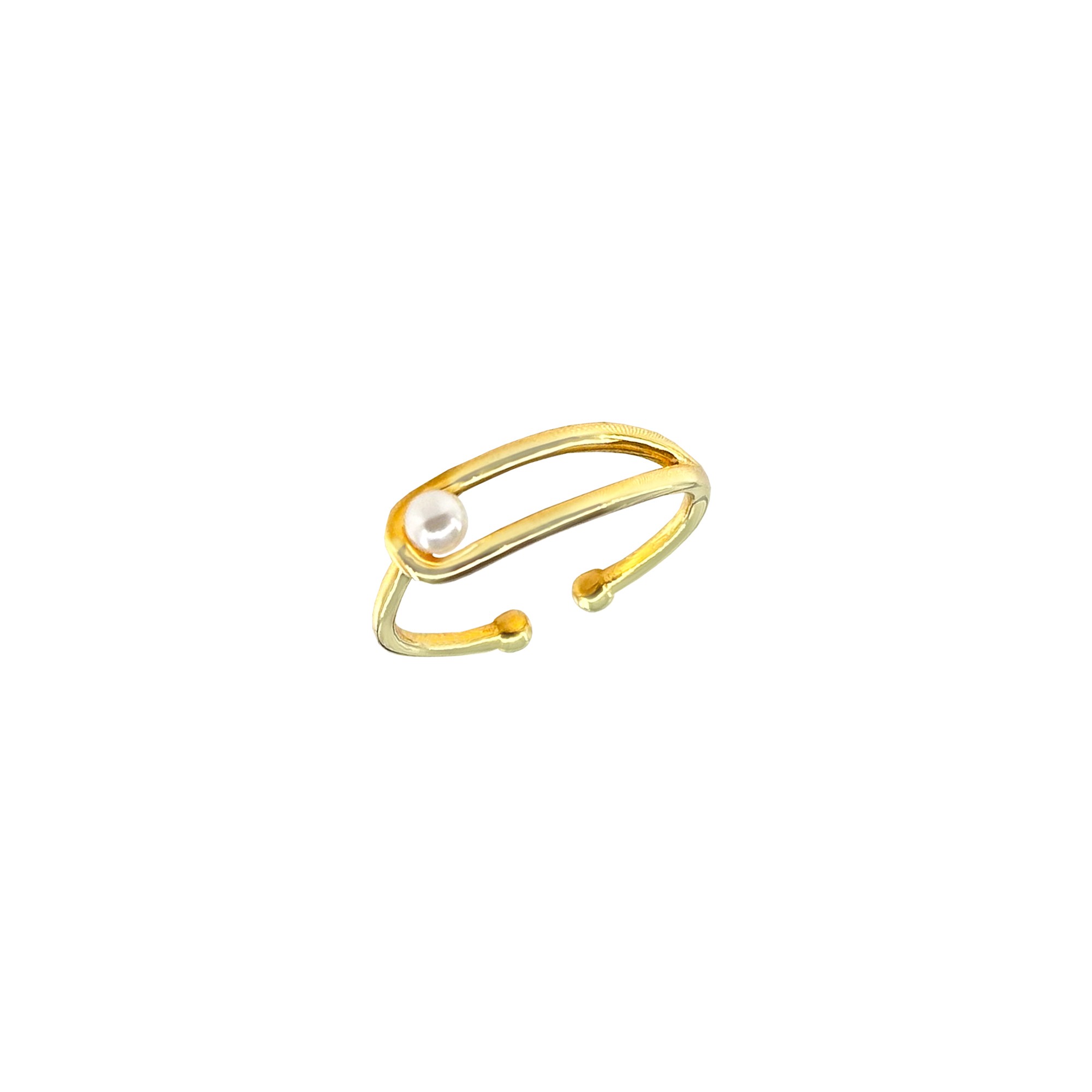 Gold-Plated Silver Ring with Pearl Detail