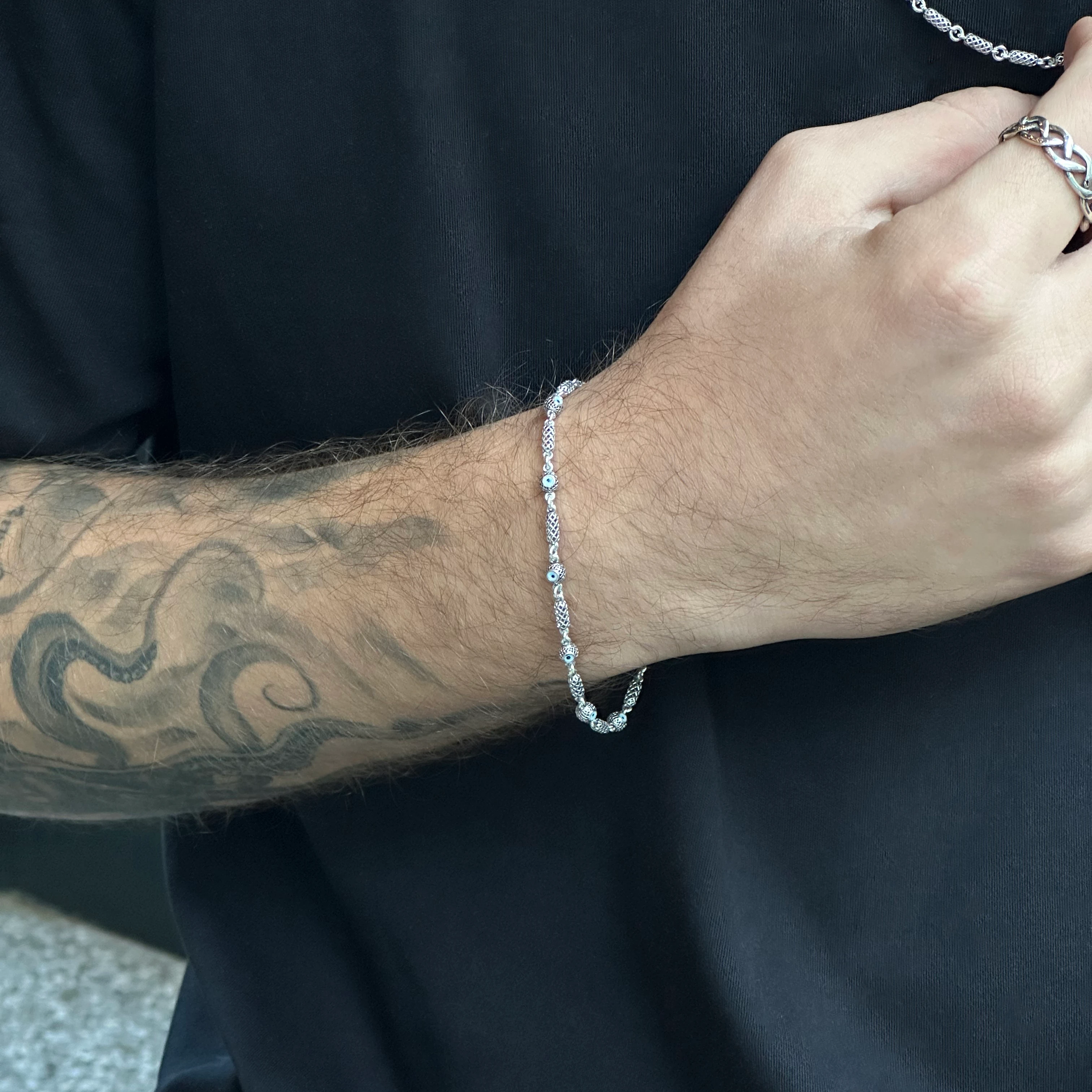 Silindir Örme Nazar Chain Bileklik