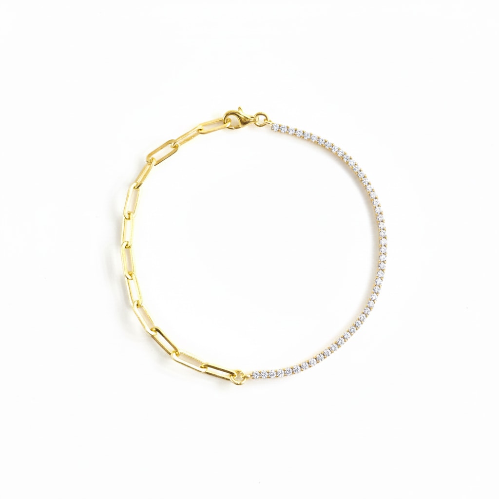 Chain & Tennis Art Bracelet