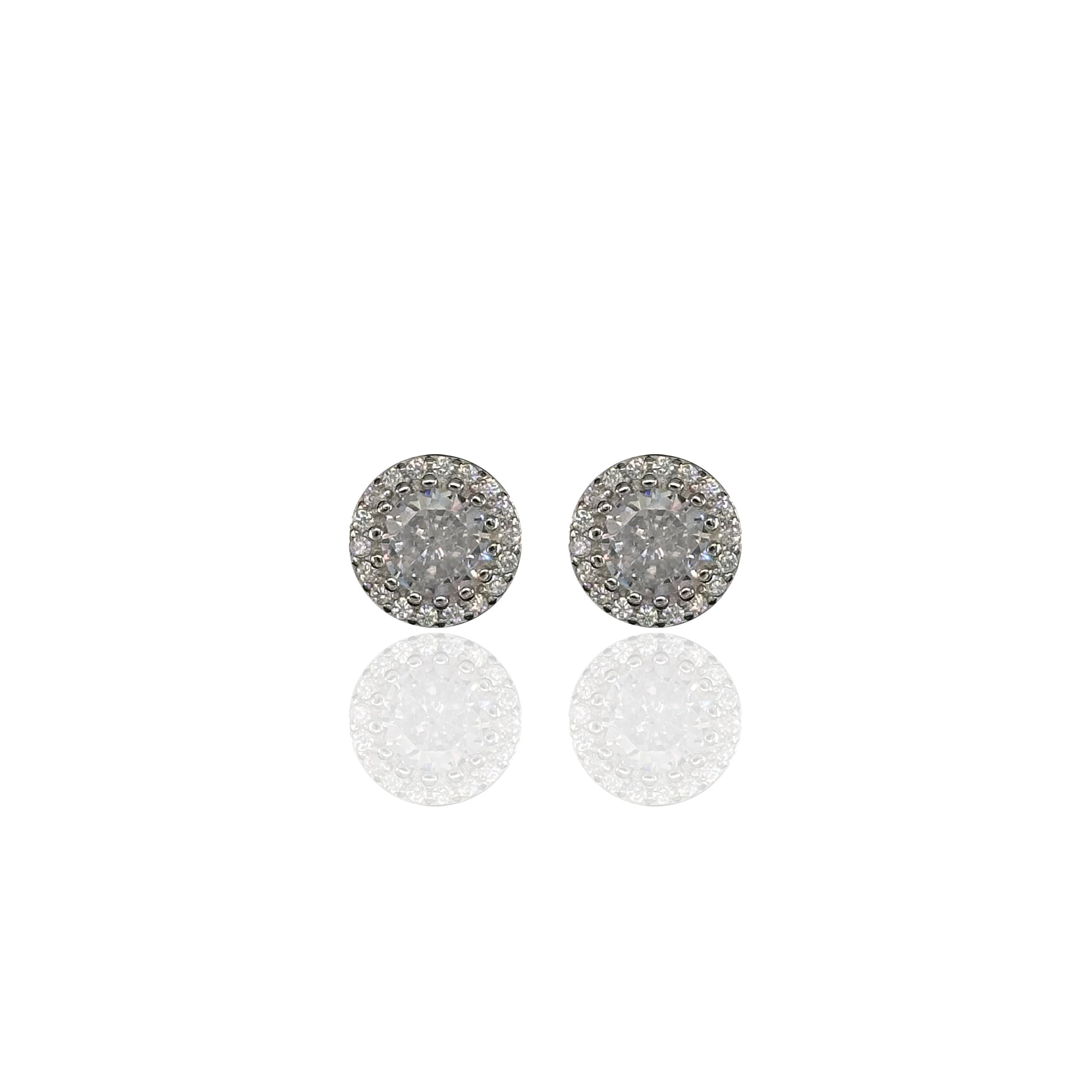 Round Cut Silver Earring