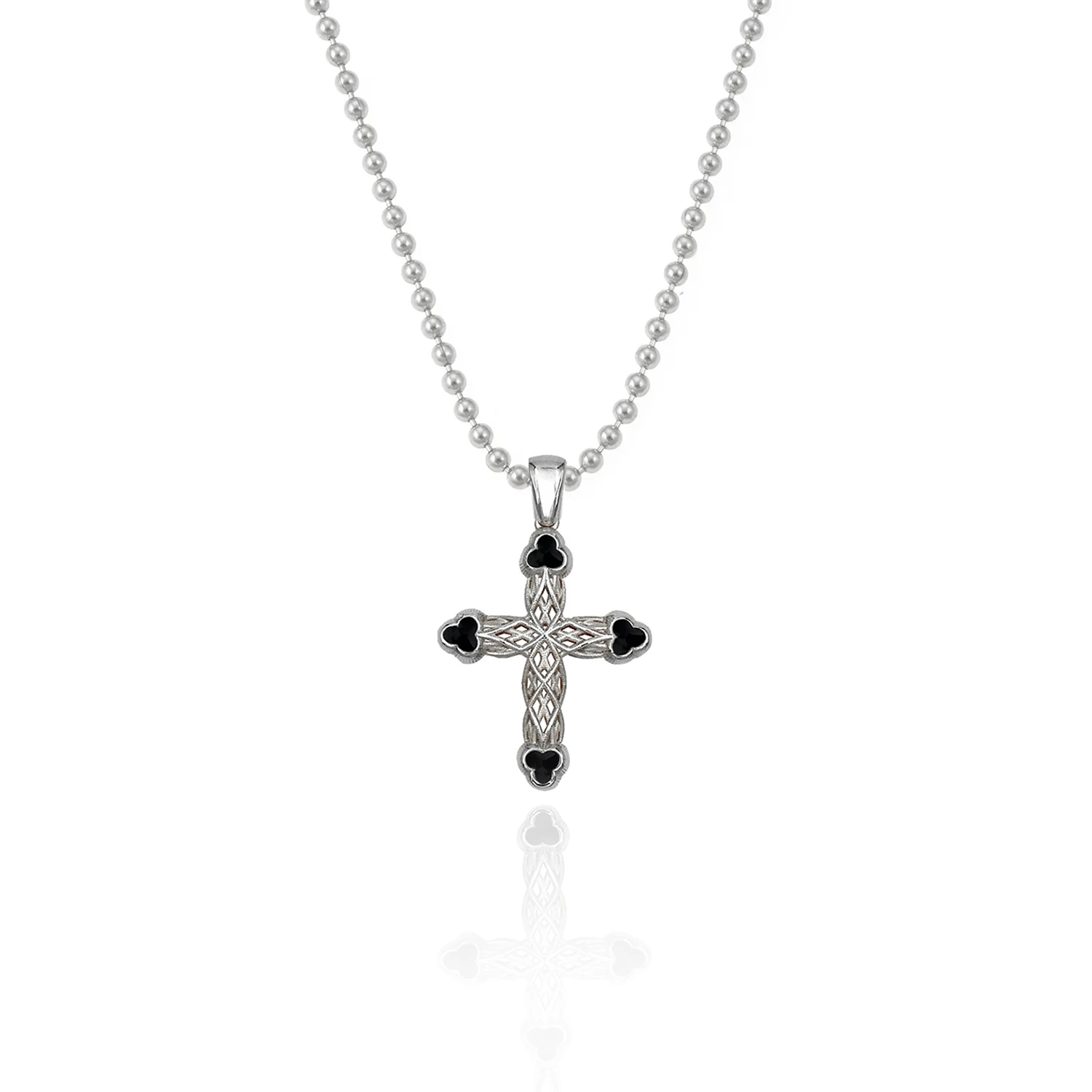 Clover Cross Silver Necklace - Silver