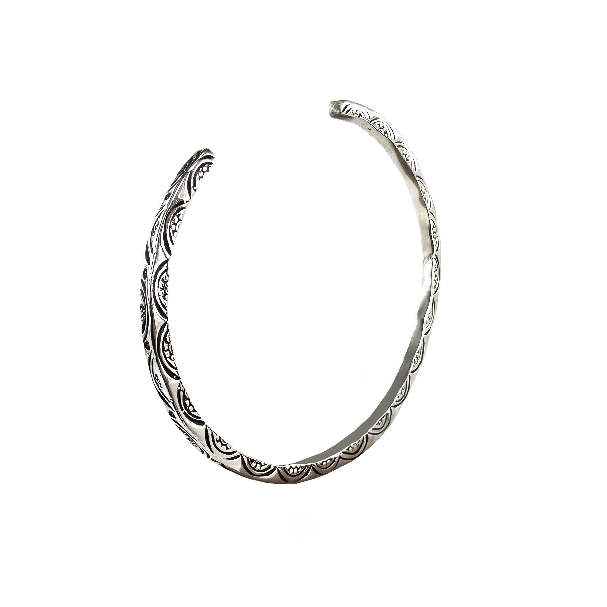 Circular Motif Men's Silver Cuff Bracelet