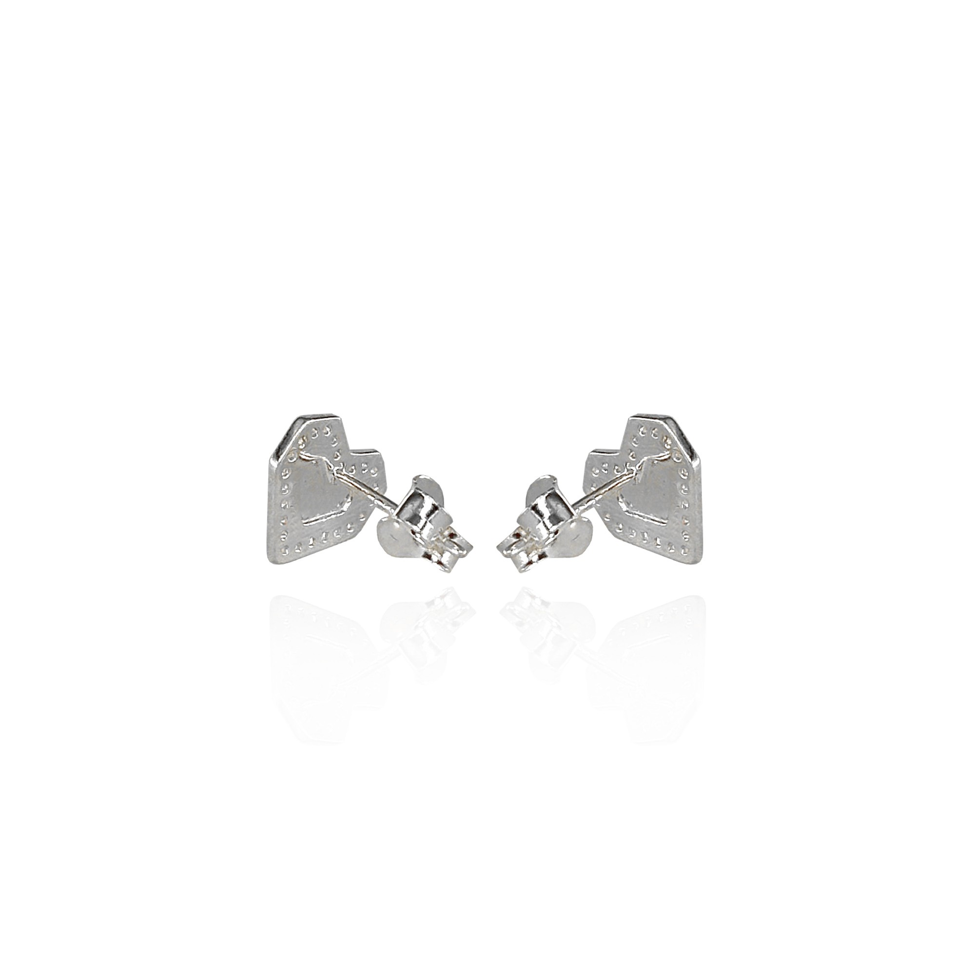 Heart Pixel Silver Earring
