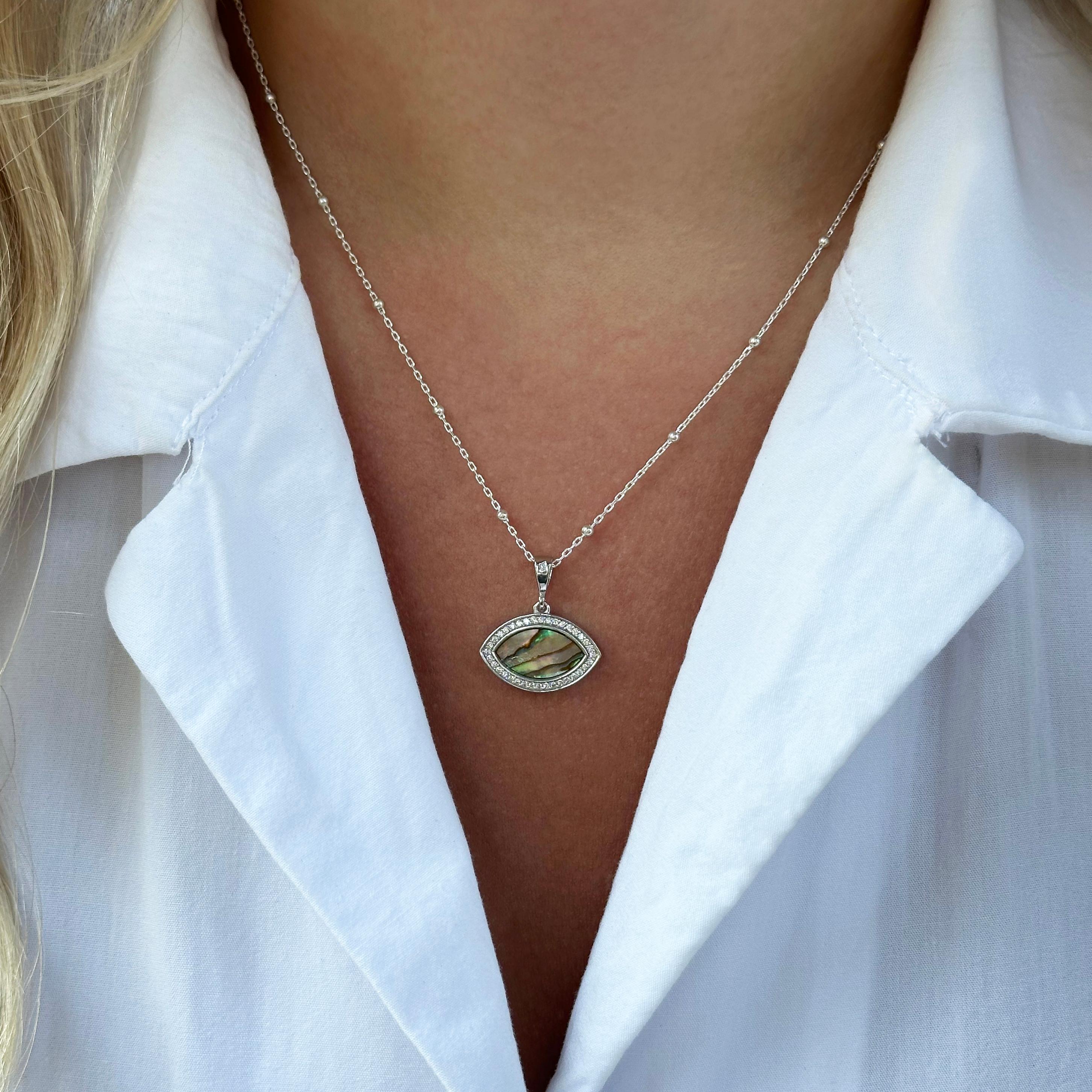 Marquise Ocean Mother of Pearl Silver Necklace