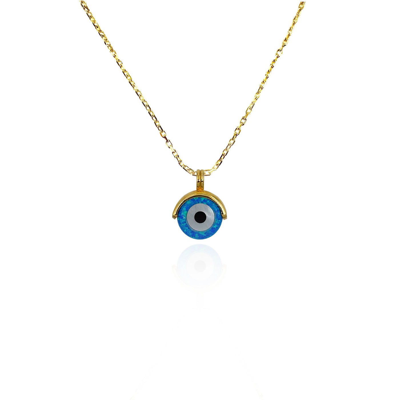 Opal Evil Eye Gold Plated Silver Necklace