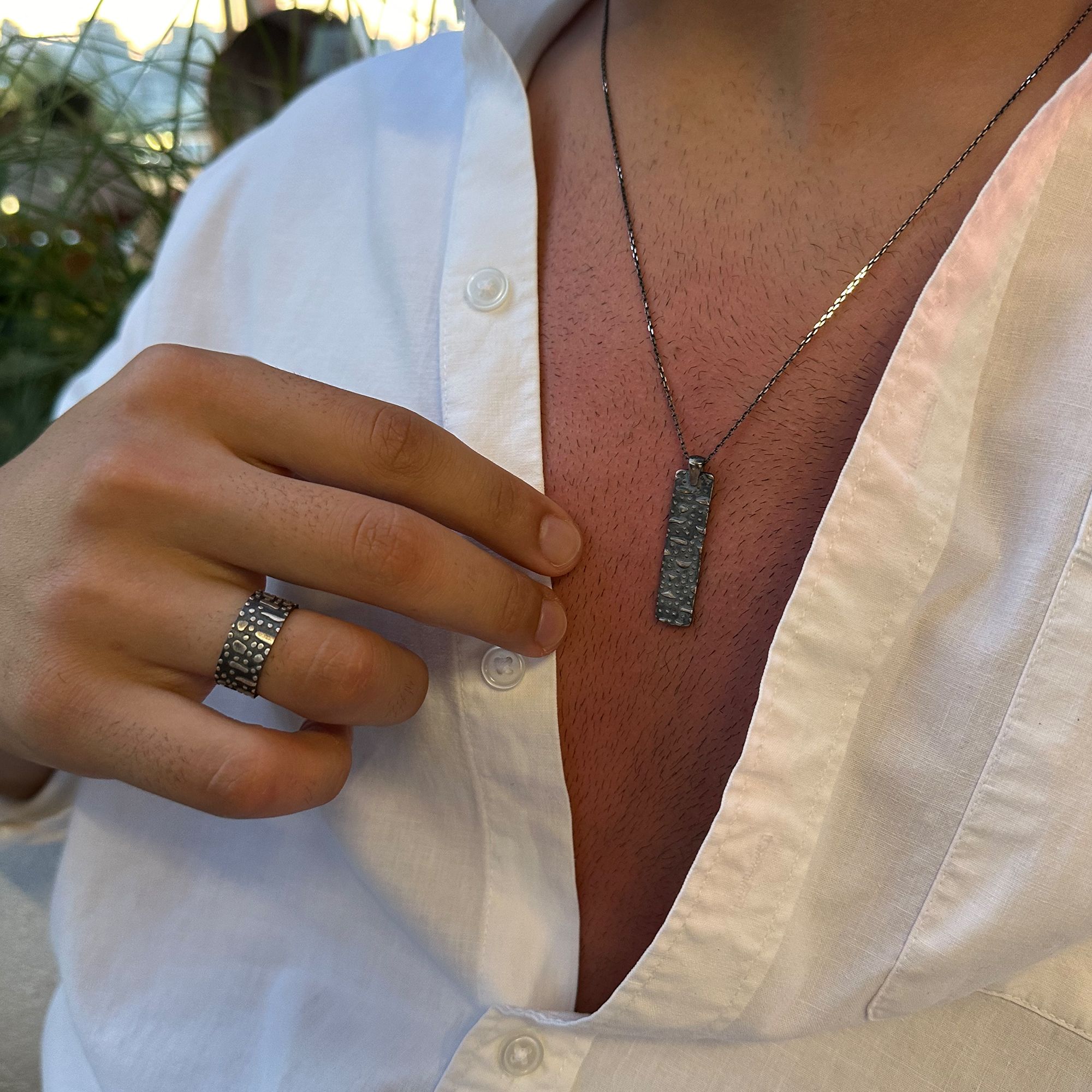 Textured Silver Oxide Necklace