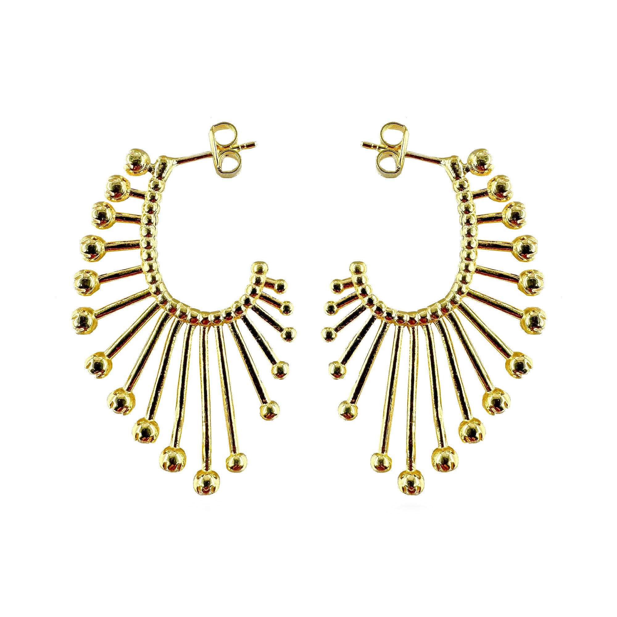 Fringed Earring with Zircon Detailing - Gold Filled