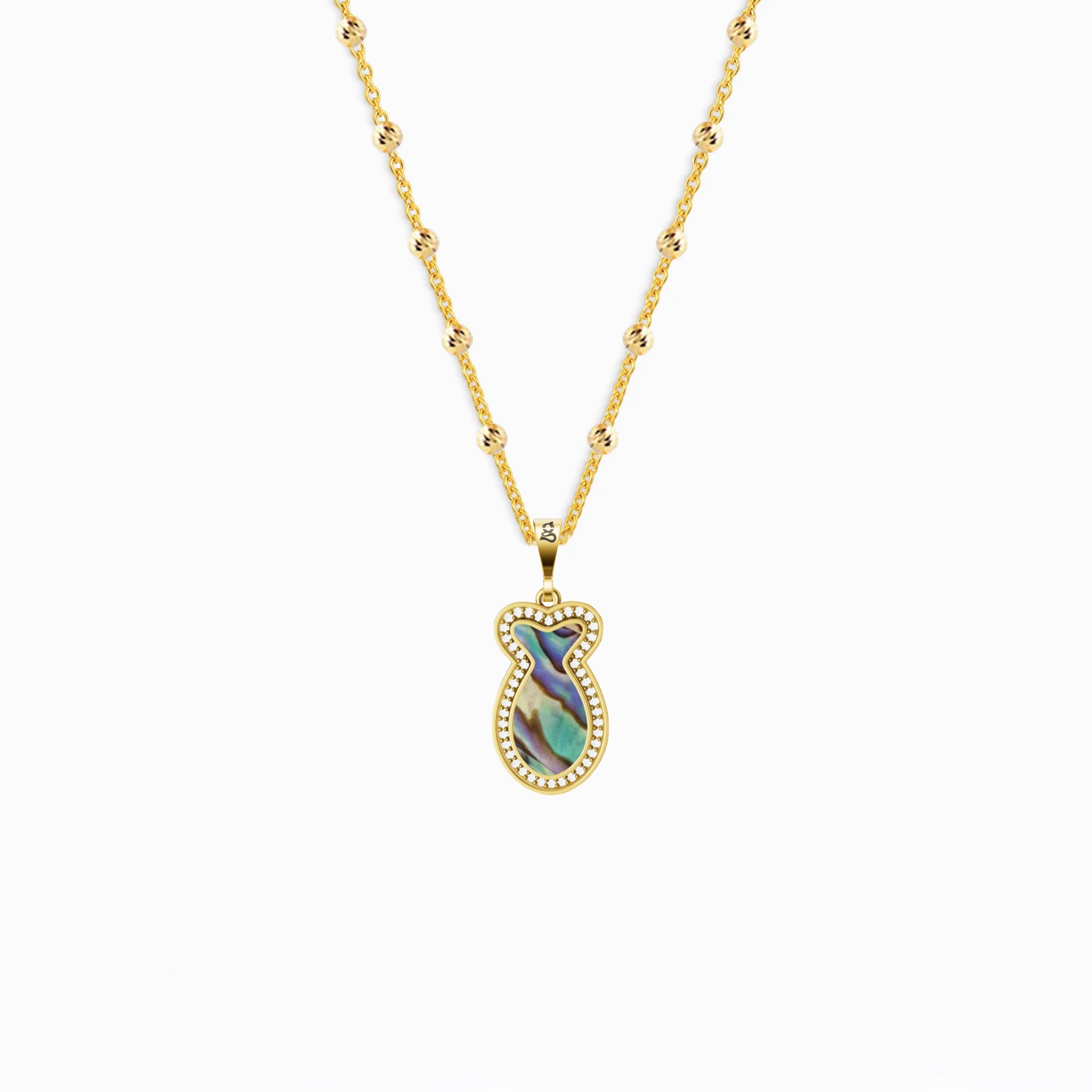 Silver Necklace with Fish and Ocean Mother of Pearl