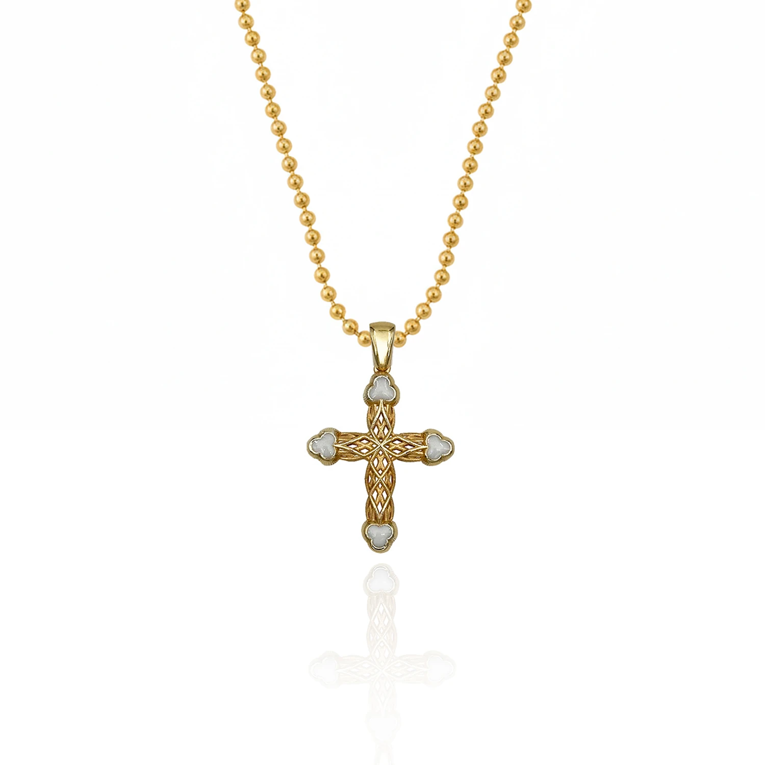 Clover Cross Silver Necklace - Gold Plated